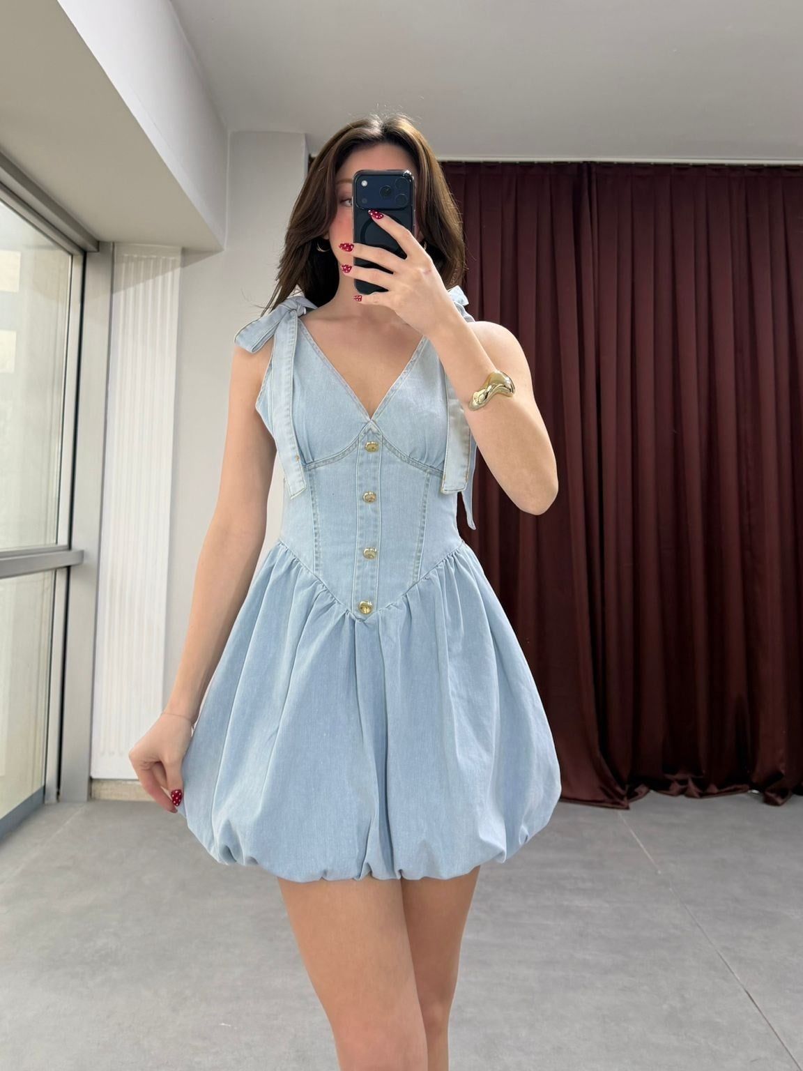 Denim Askılı Mini Elbise NVM-30084