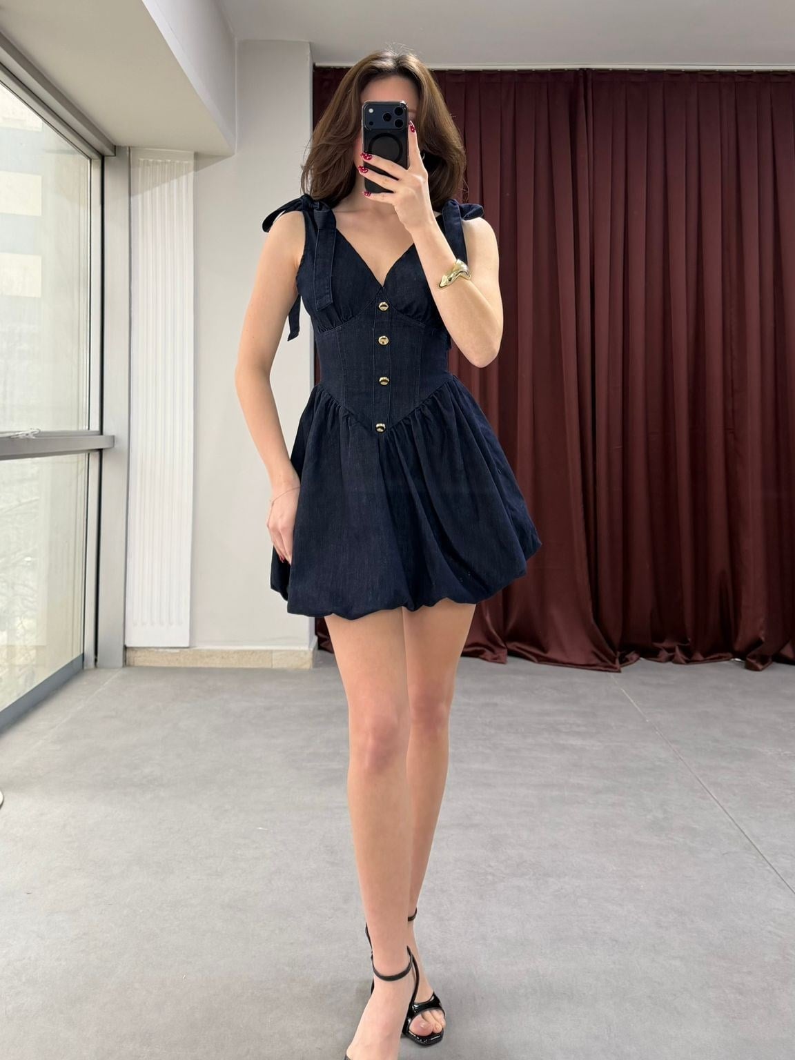 Denim Askılı Mini Elbise NVM-30084