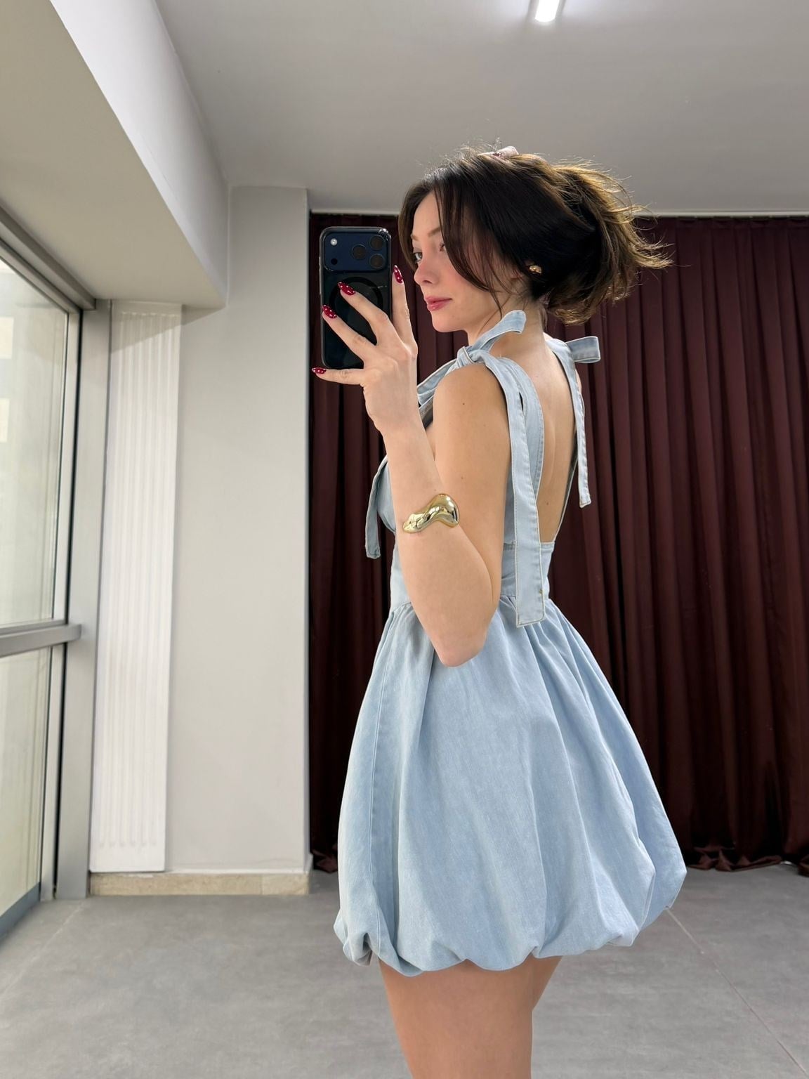 Denim Askılı Mini Elbise NVM-30084