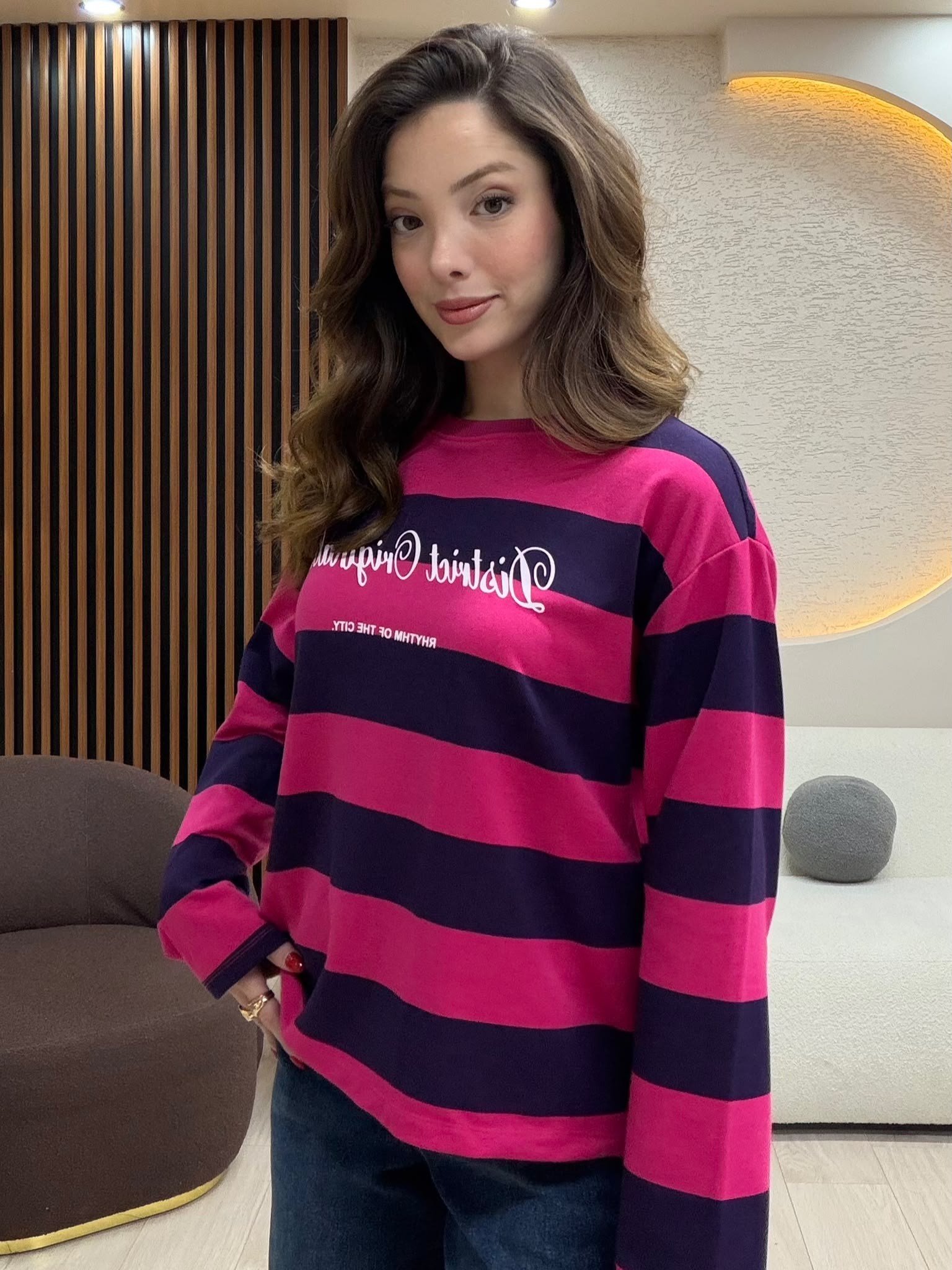 District Çizgili Sweaters NVM-3097