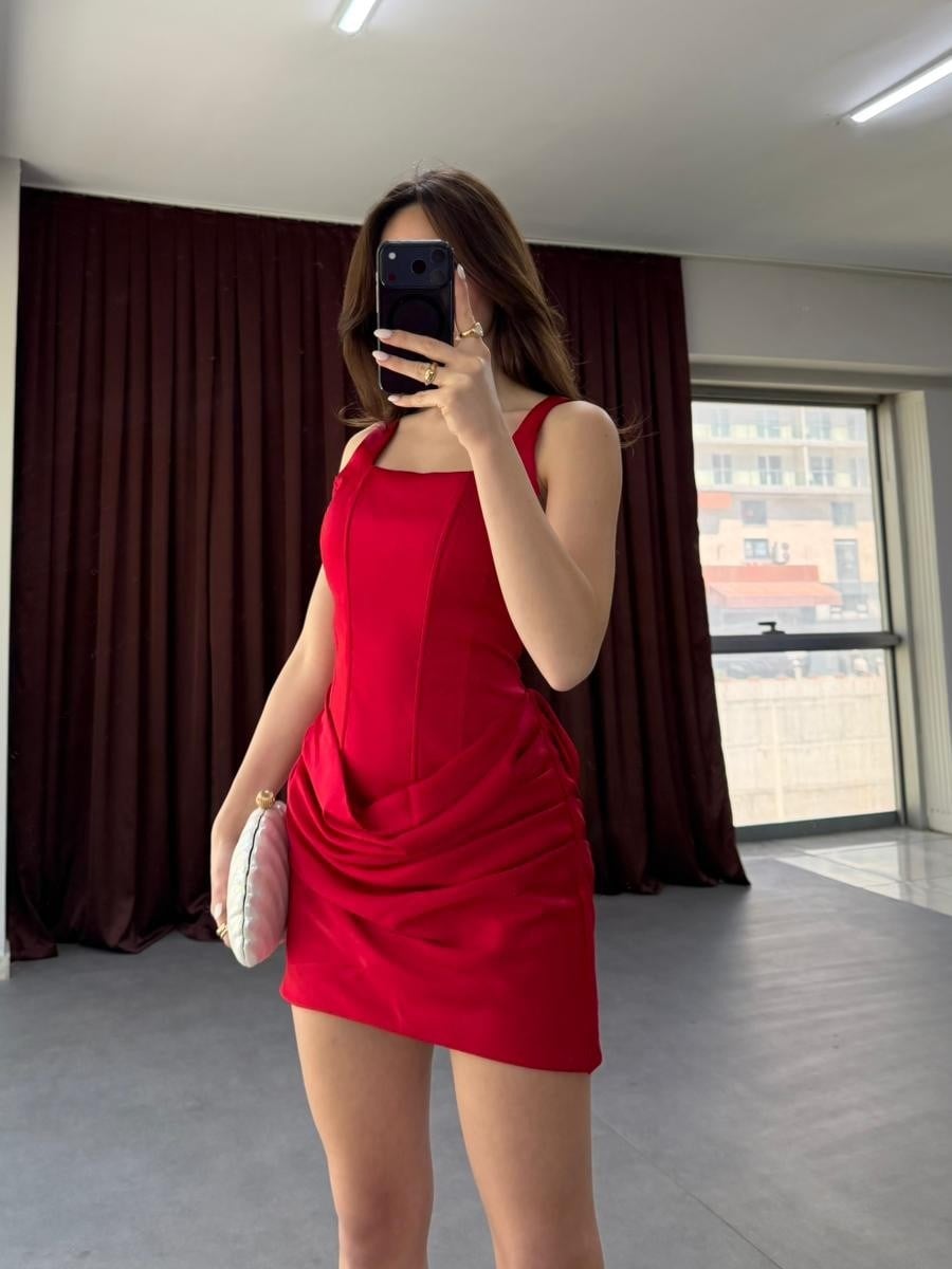 Drapeli Bel Detay Mezuniyet Mini Elbise (Zara Muadil) NVM-20342