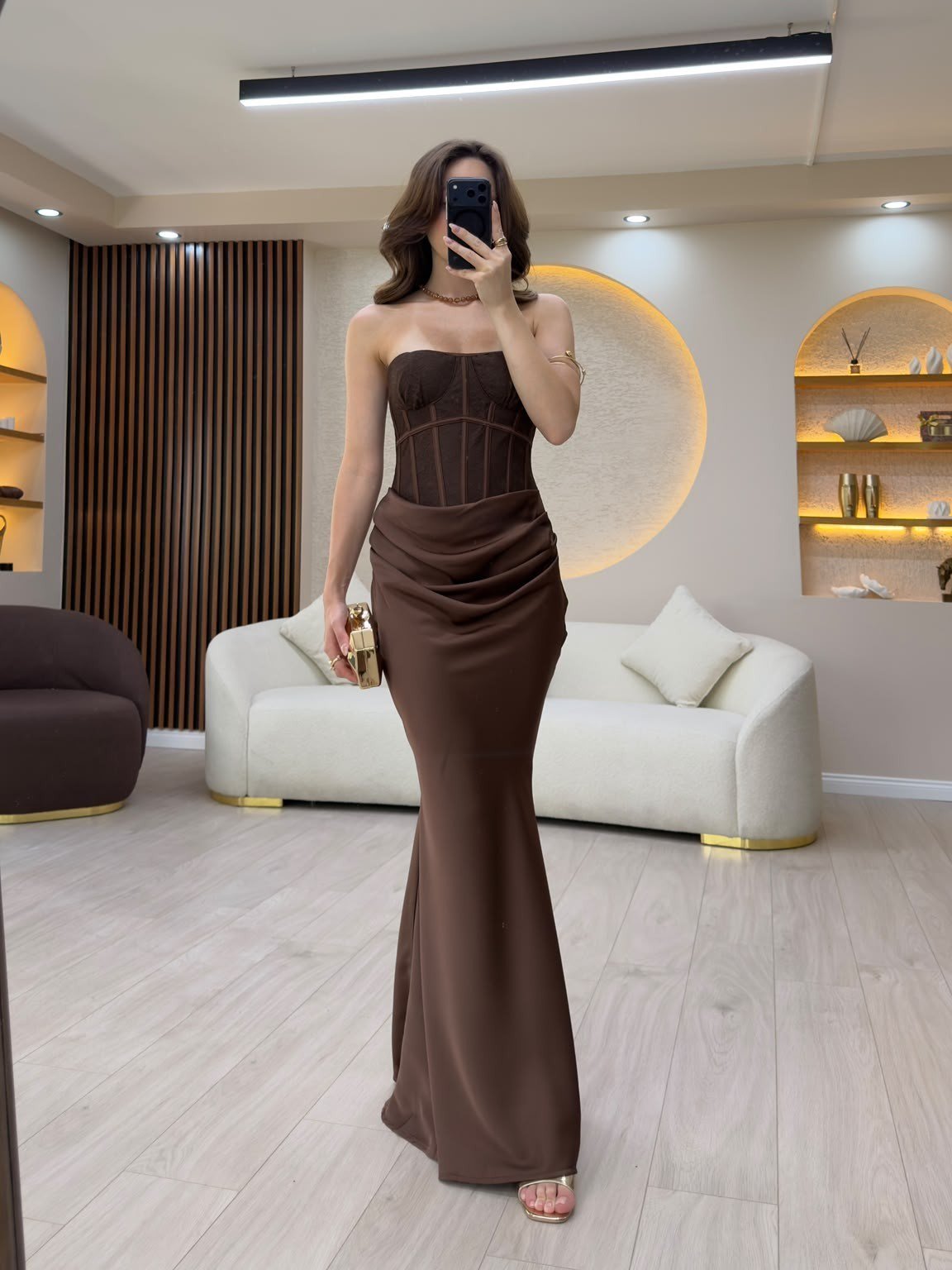Drapeli Korse Maxi Elbise NVM-20574