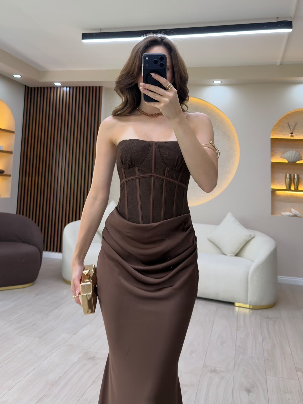 Drapeli Korse Maxi Elbise NVM-20574