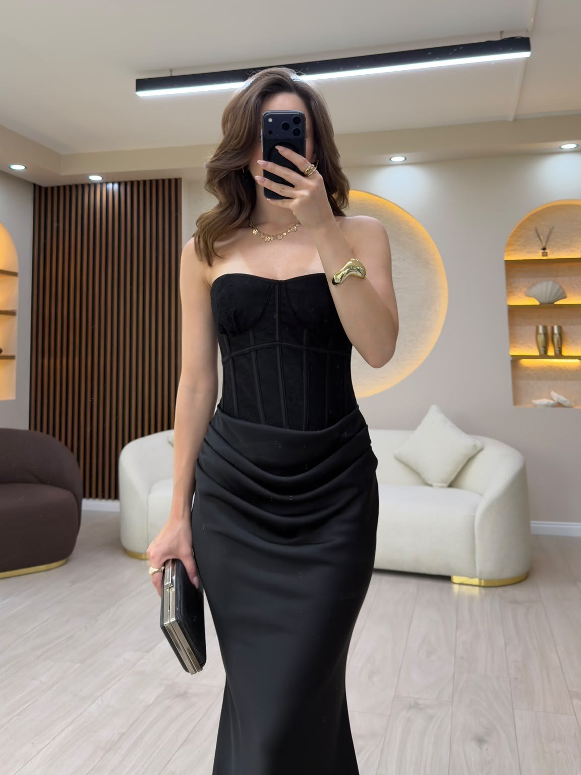 Drapeli Korse Maxi Elbise NVM-20574