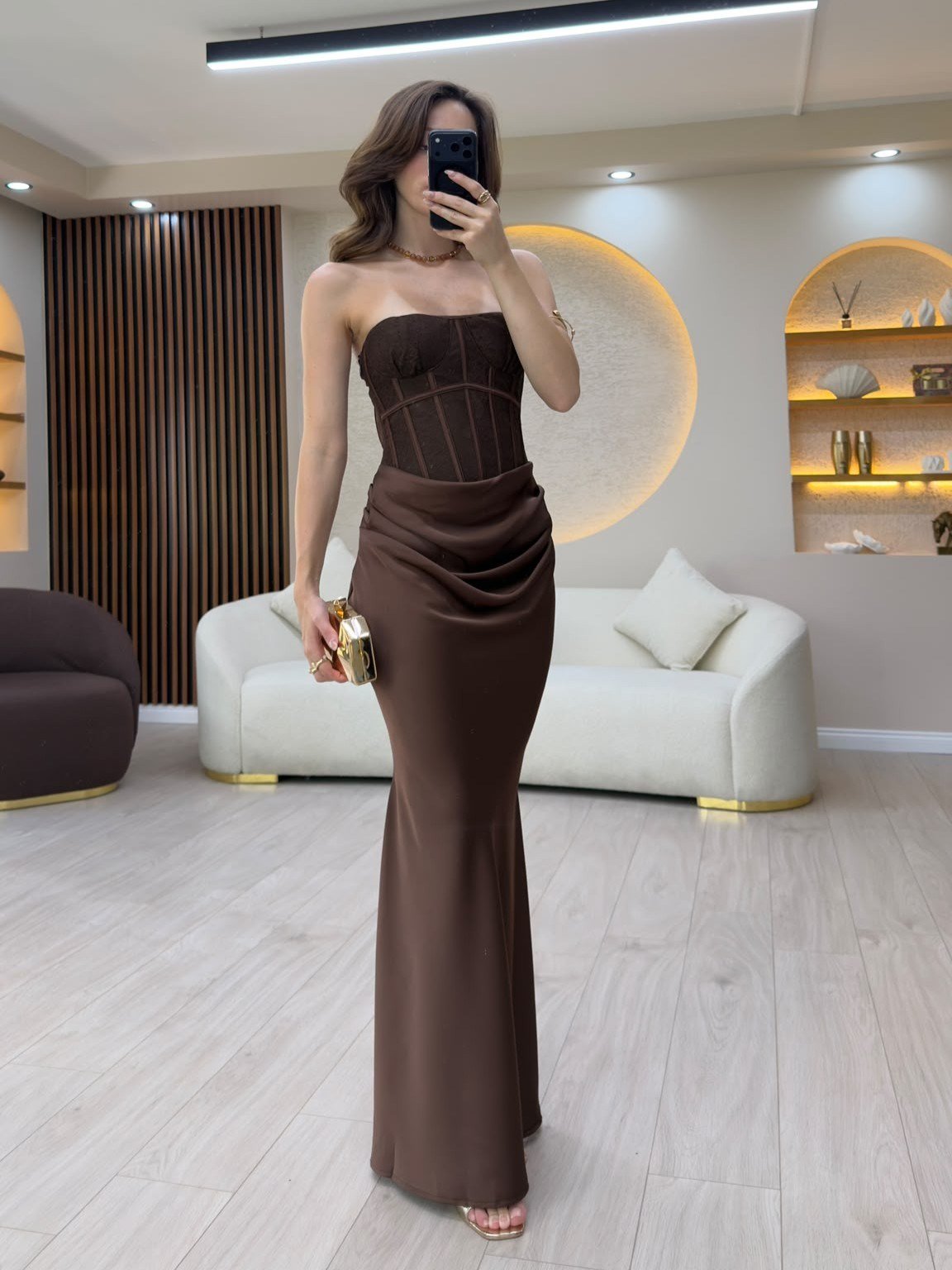 Drapeli Korse Maxi Elbise NVM-20574
