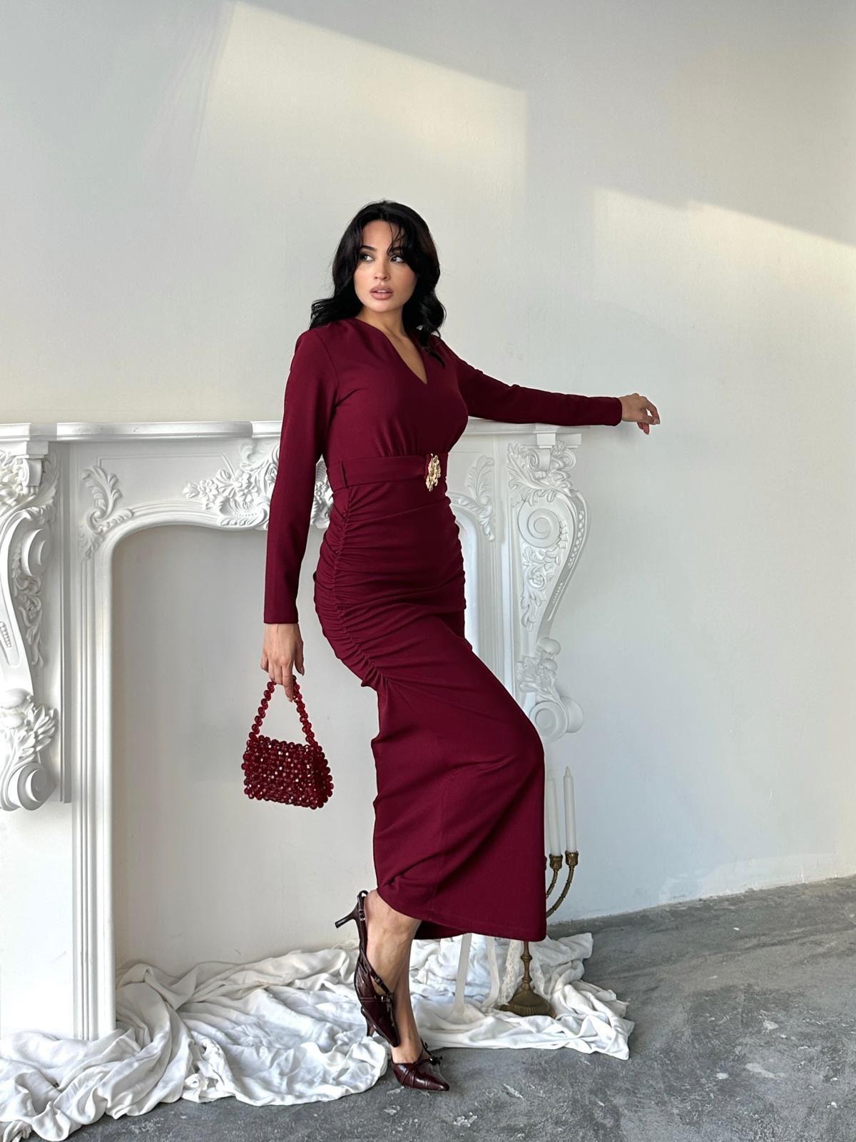 Elegance Midi Boy Elbise - 3027