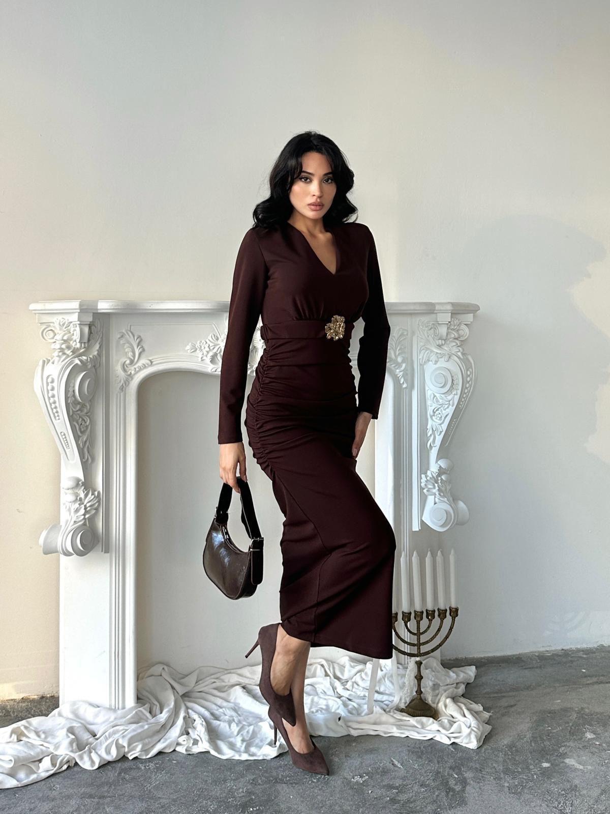 Elegance Midi Boy Elbise - 3027