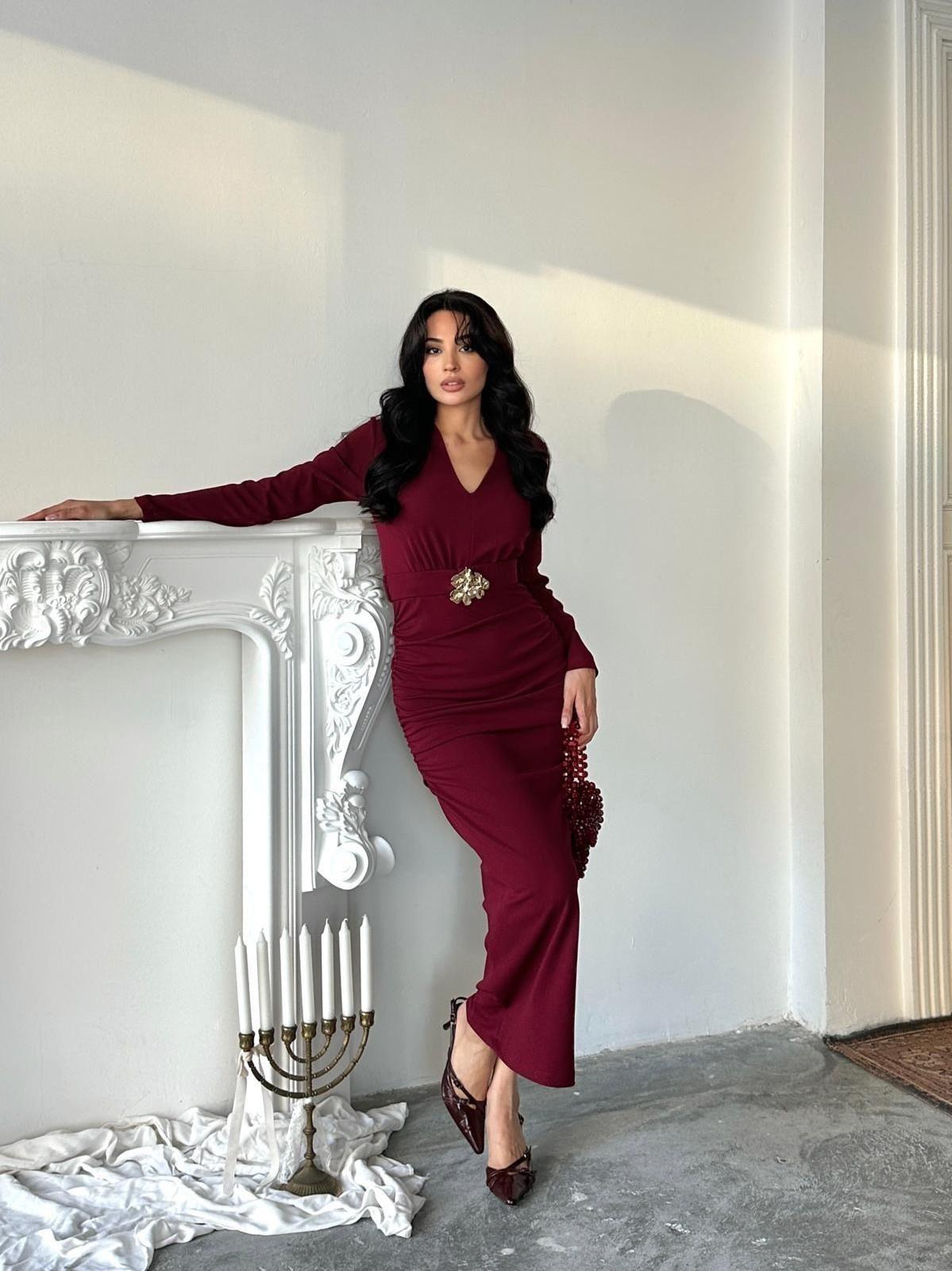 Elegance Midi Boy Elbise - 3027