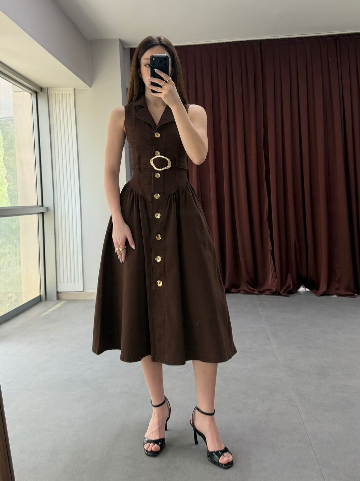 Elegance Midi Denim Elbise NVM-30007