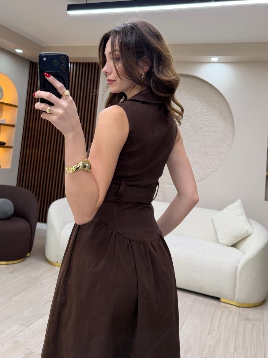 Elegance Midi Denim Elbise NVM-30007