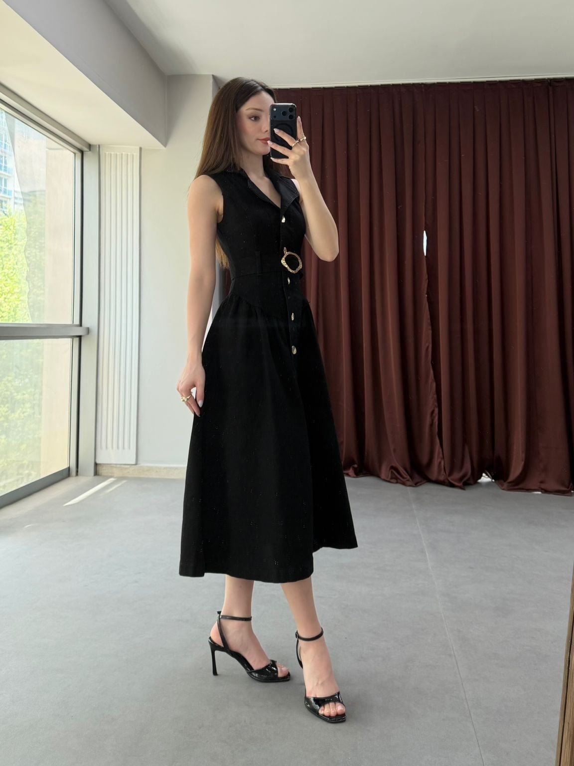 Elegance Midi Denim Elbise NVM-30007