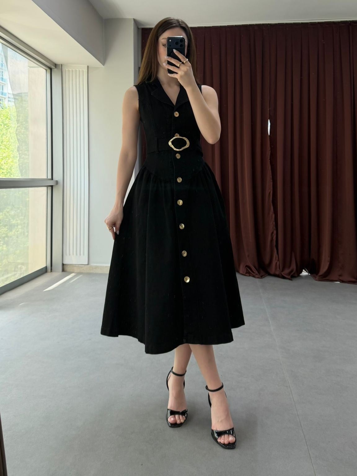 Elegance Midi Denim Elbise NVM-30007