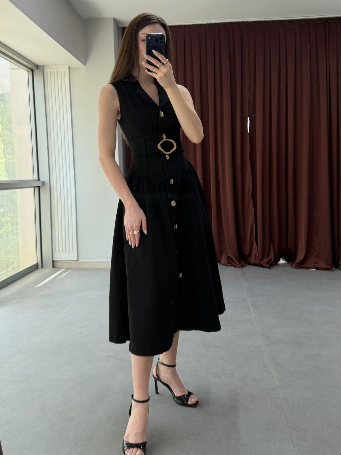 Elegance Midi Denim Elbise NVM-30007