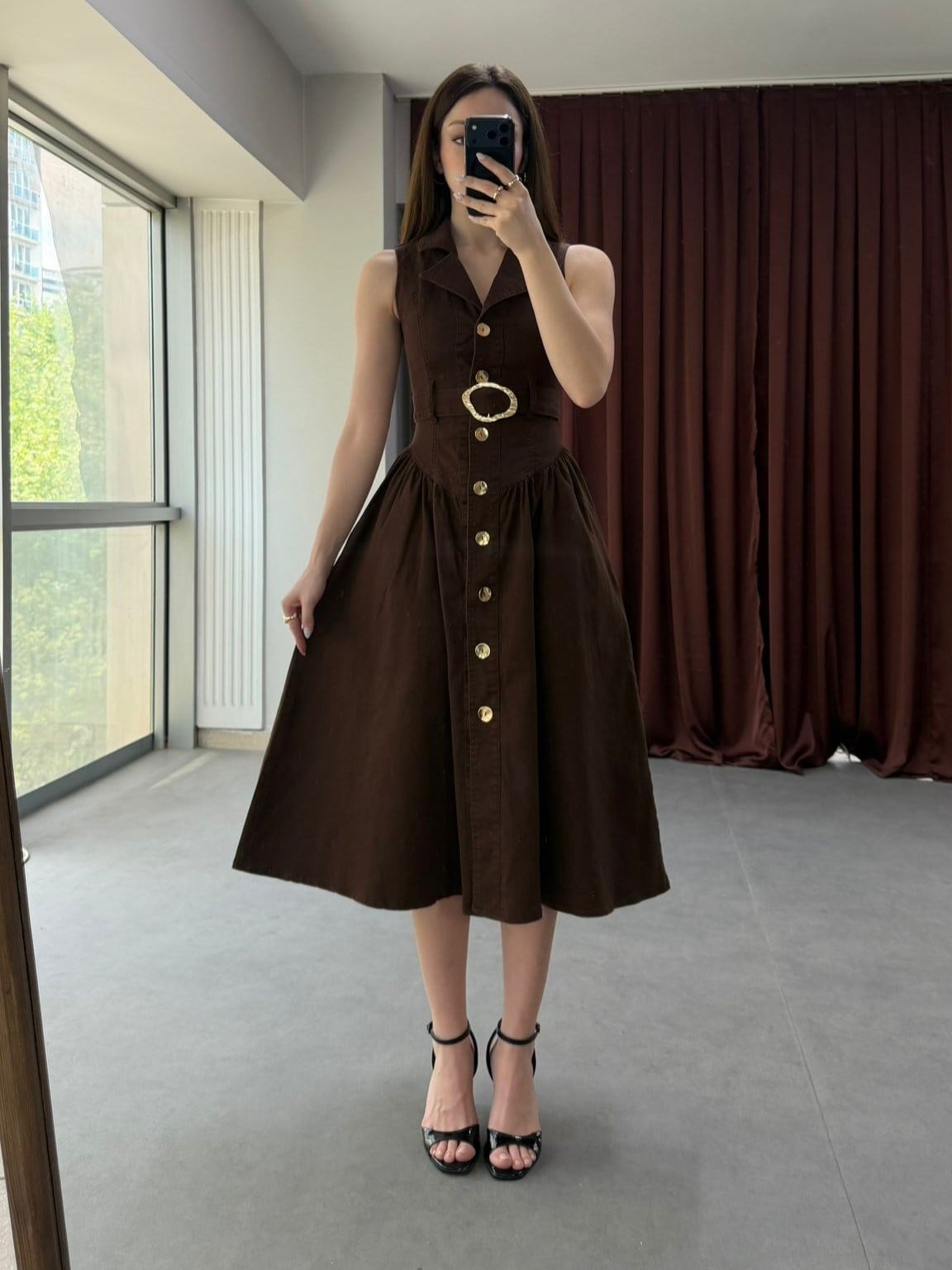 Elegance Midi Denim Elbise NVM-30007