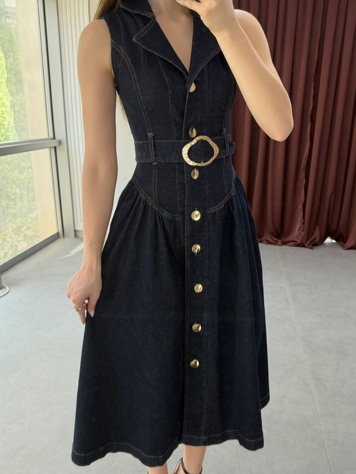Elegance Midi Denim Elbise NVM-30007
