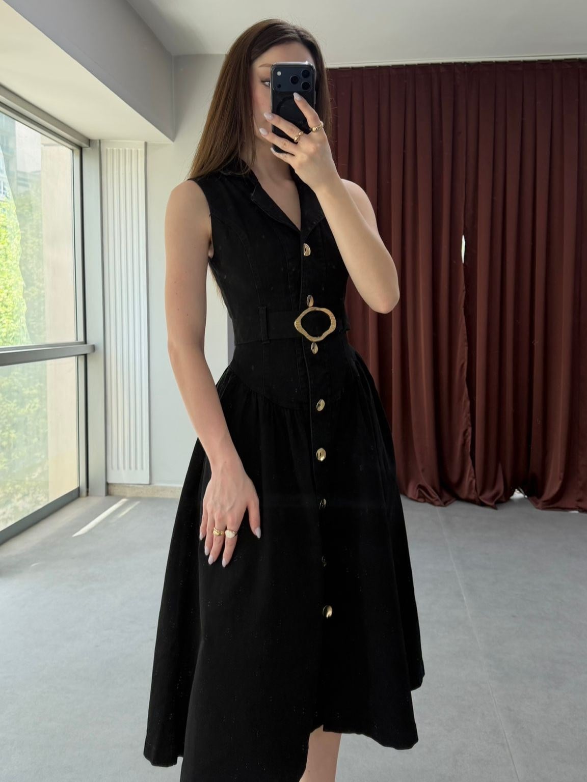Elegance Midi Denim Elbise NVM-30007
