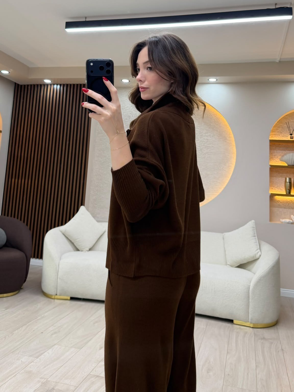 Fermuarlı Dik Yaka Triko Takım NVM-2269