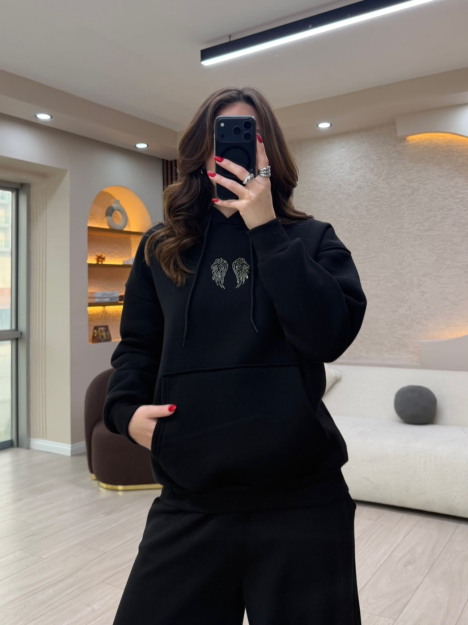 Kanat Taş Detaylı Oversize Sweatshirt NVM-3004