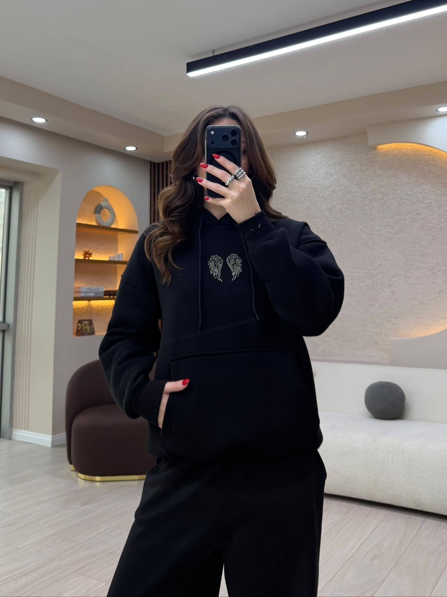 Kanat Taş Detaylı Oversize Sweatshirt NVM-3004