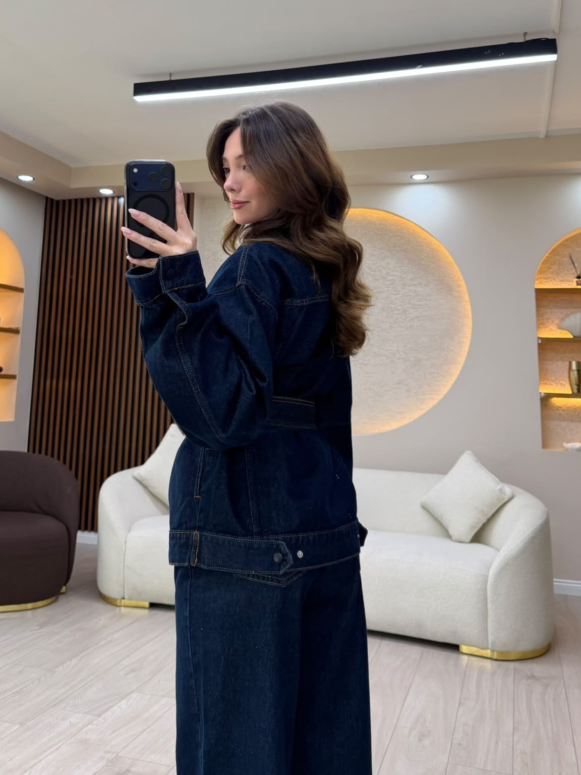 Kemer Detaylı Denim Ceket Pantolon Takım NVM-30044