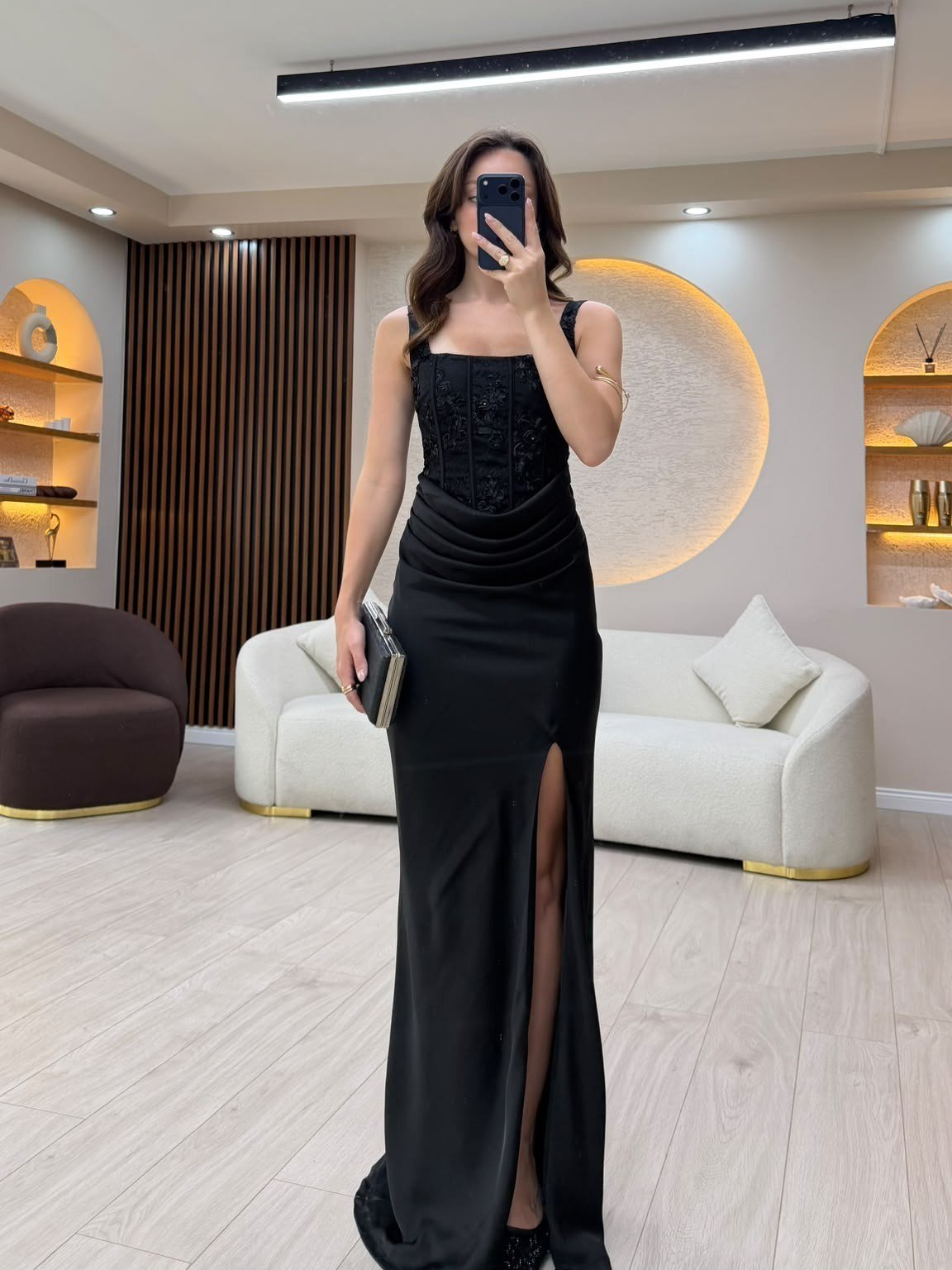 Korse Formlu Drapeli İşlemeli Elbise NVM-20527