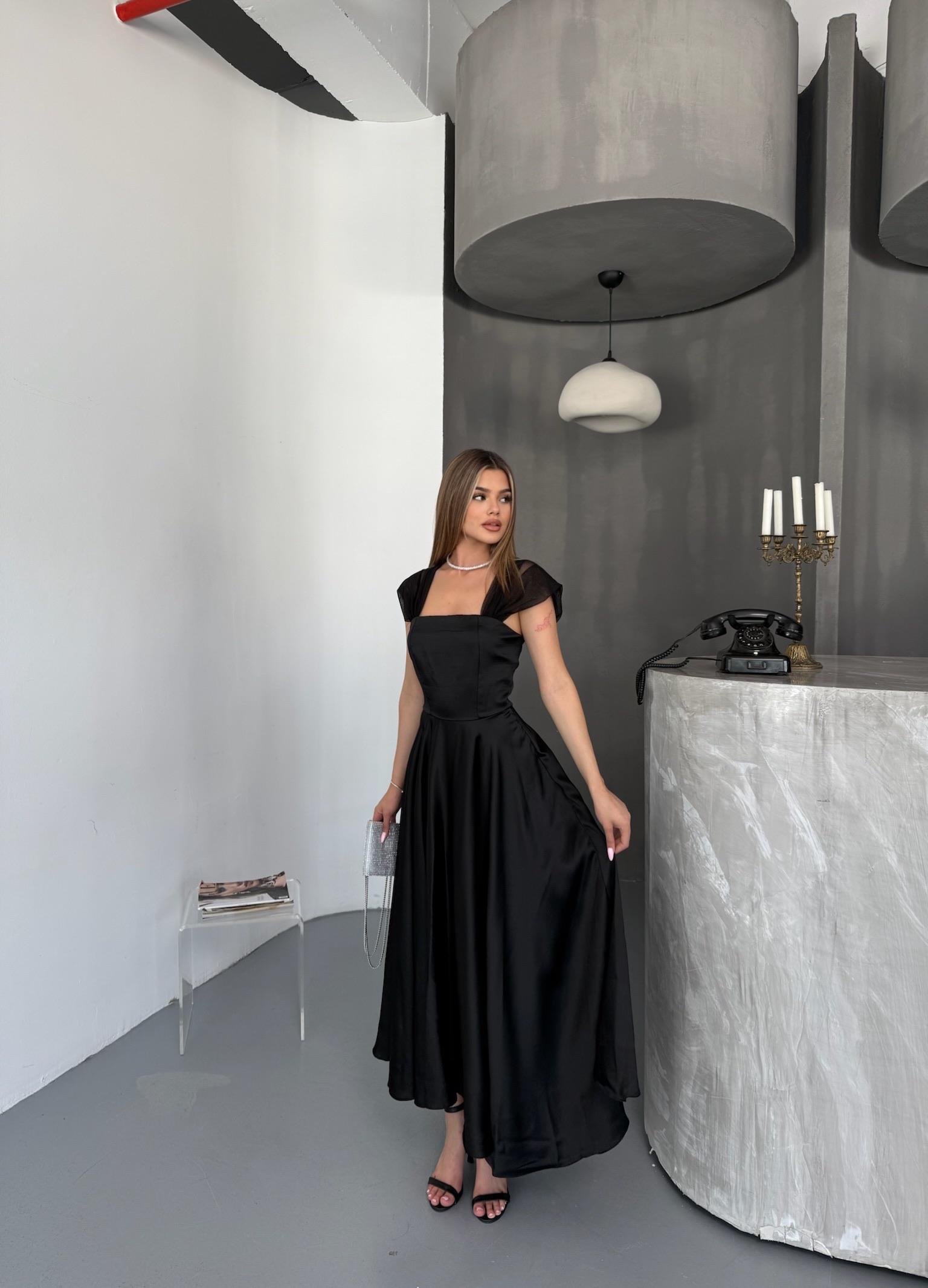 Midi Boy Drapeli Şık Düğün & Nikah Elbise