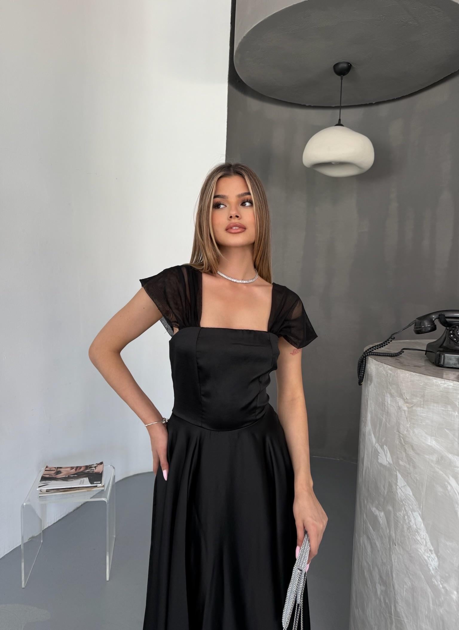 Midi Boy Drapeli Şık Düğün & Nikah Elbise