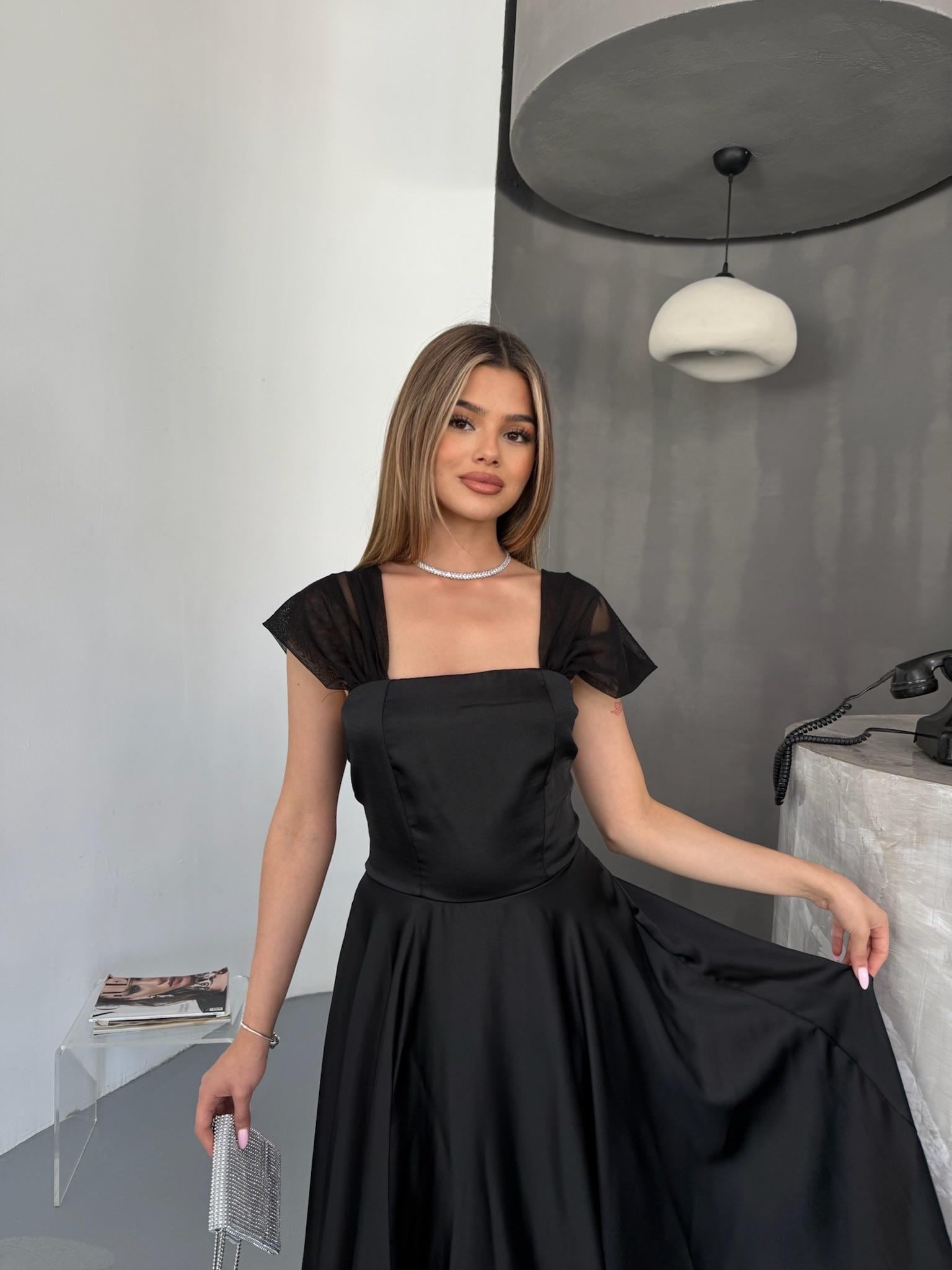 Midi Boy Drapeli Şık Düğün & Nikah Elbise