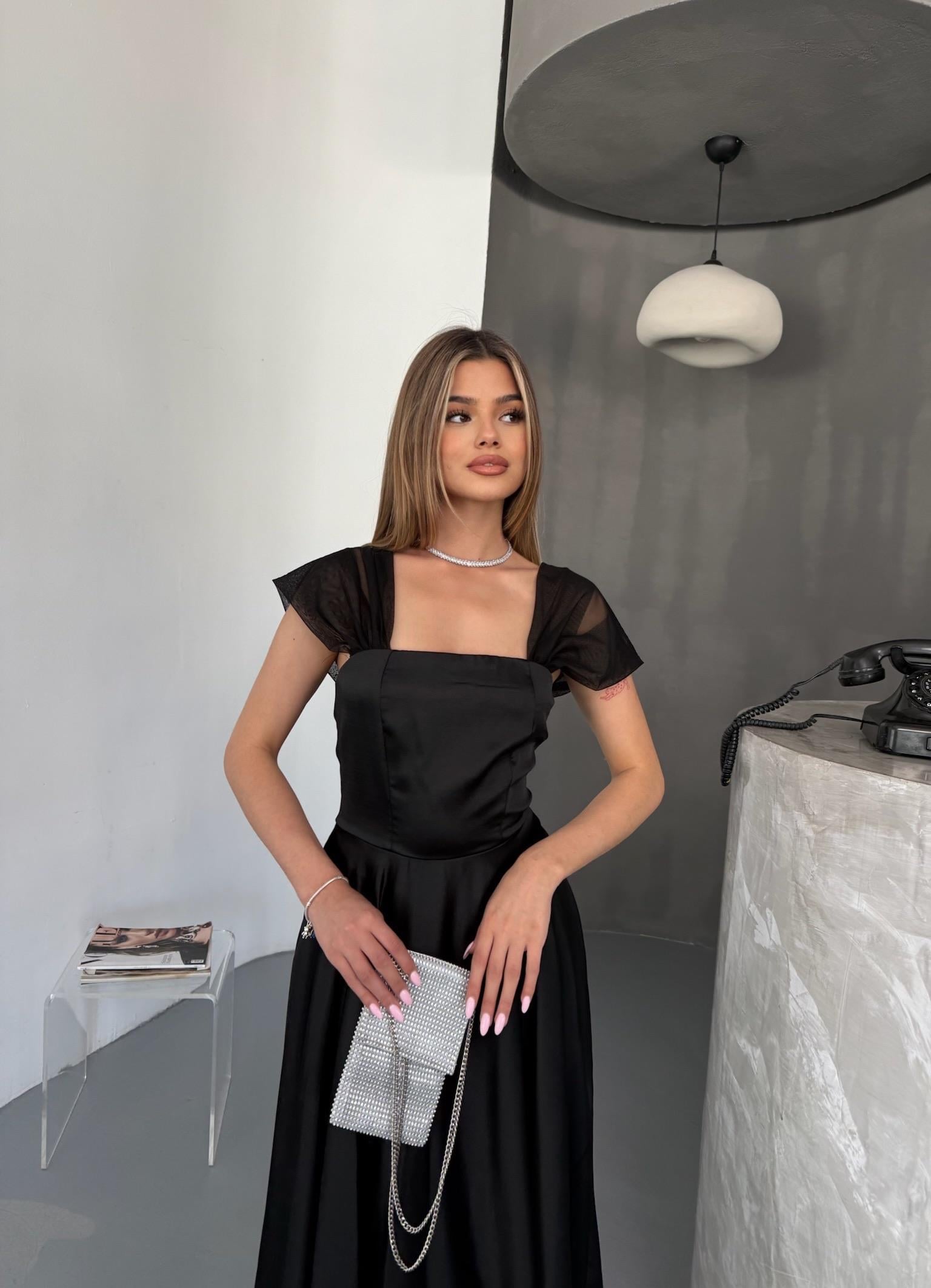 Midi Boy Drapeli Şık Düğün & Nikah Elbise