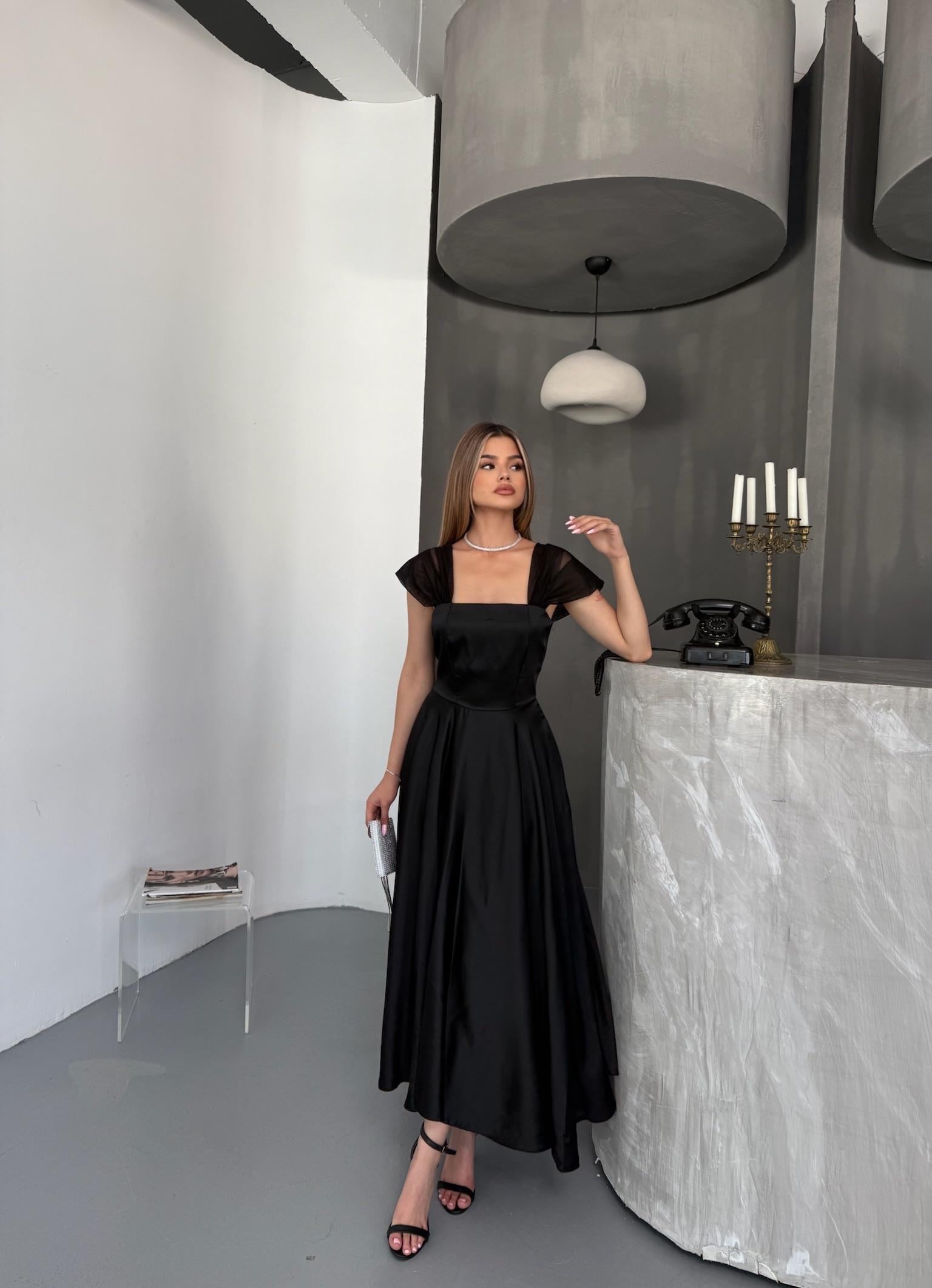 Midi Boy Drapeli Şık Düğün & Nikah Elbise