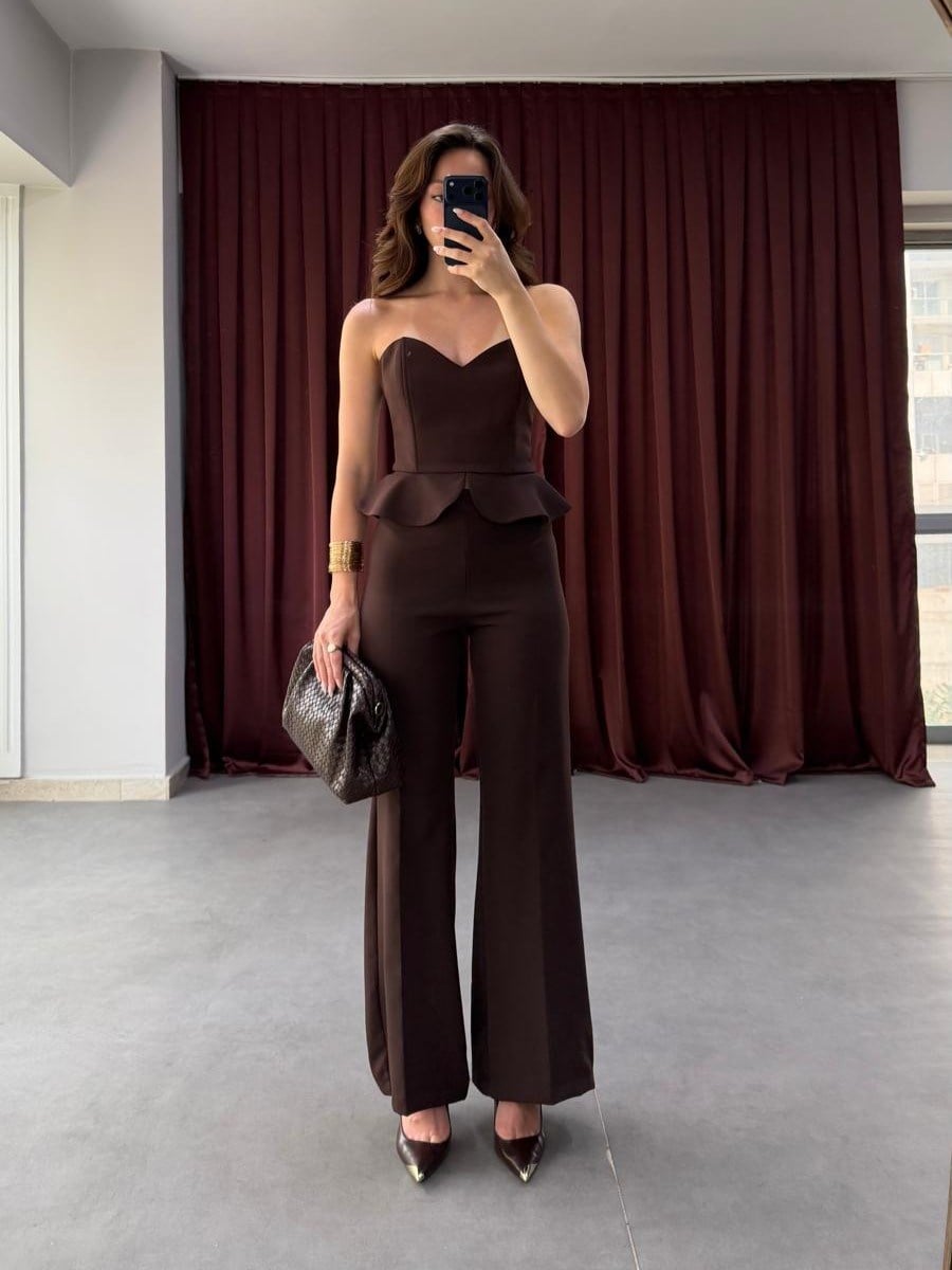 Peplum Detaylı Straplez Takım NVM-20563