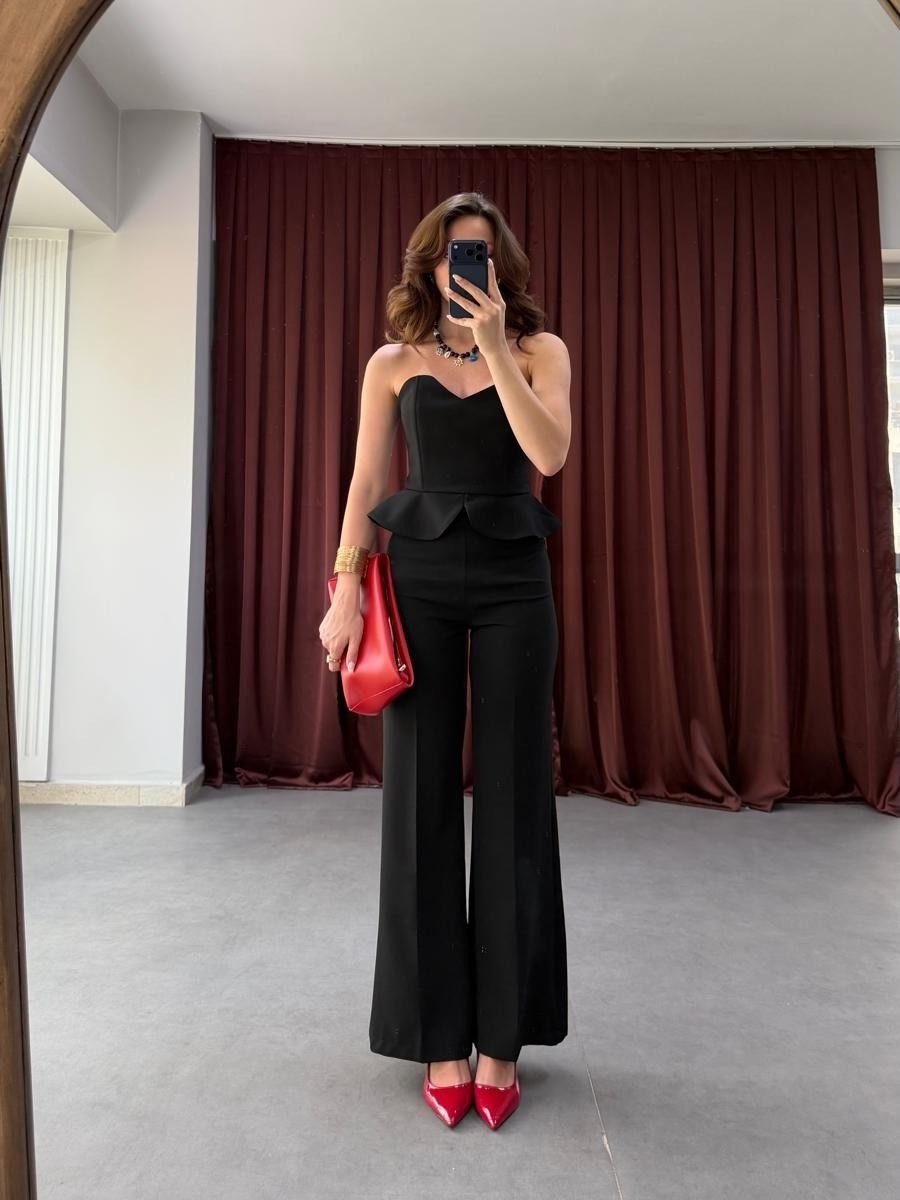Peplum Detaylı Straplez Takım NVM-20563