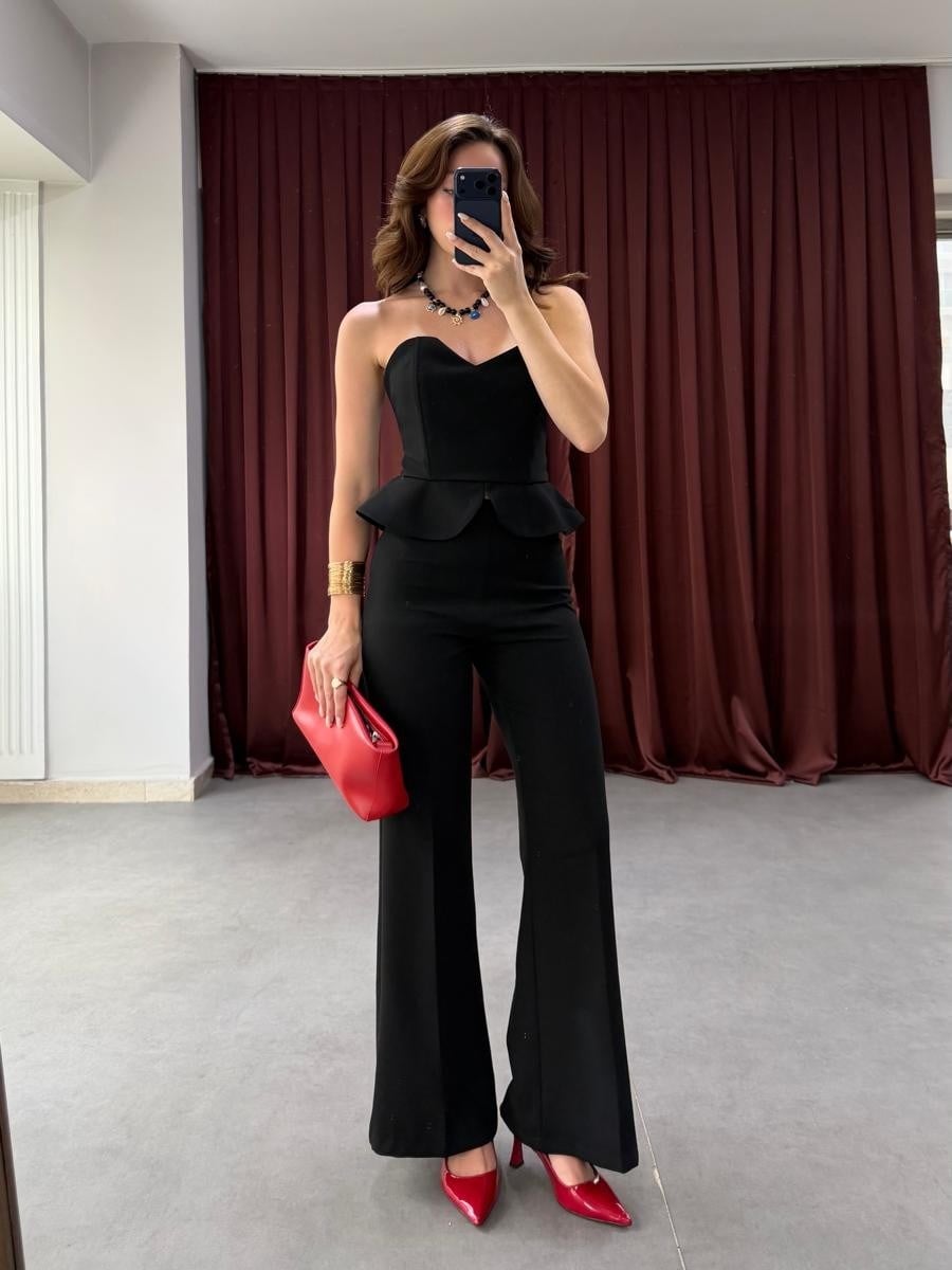 Peplum Detaylı Straplez Takım NVM-20563