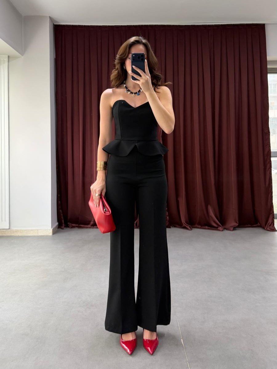 Peplum Detaylı Straplez Takım NVM-20563