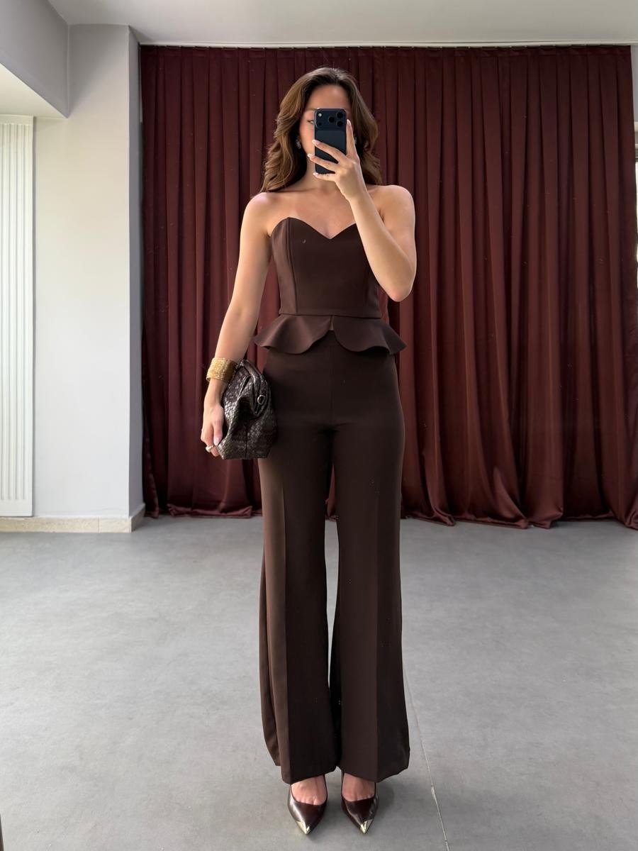 Peplum Detaylı Straplez Takım NVM-20563