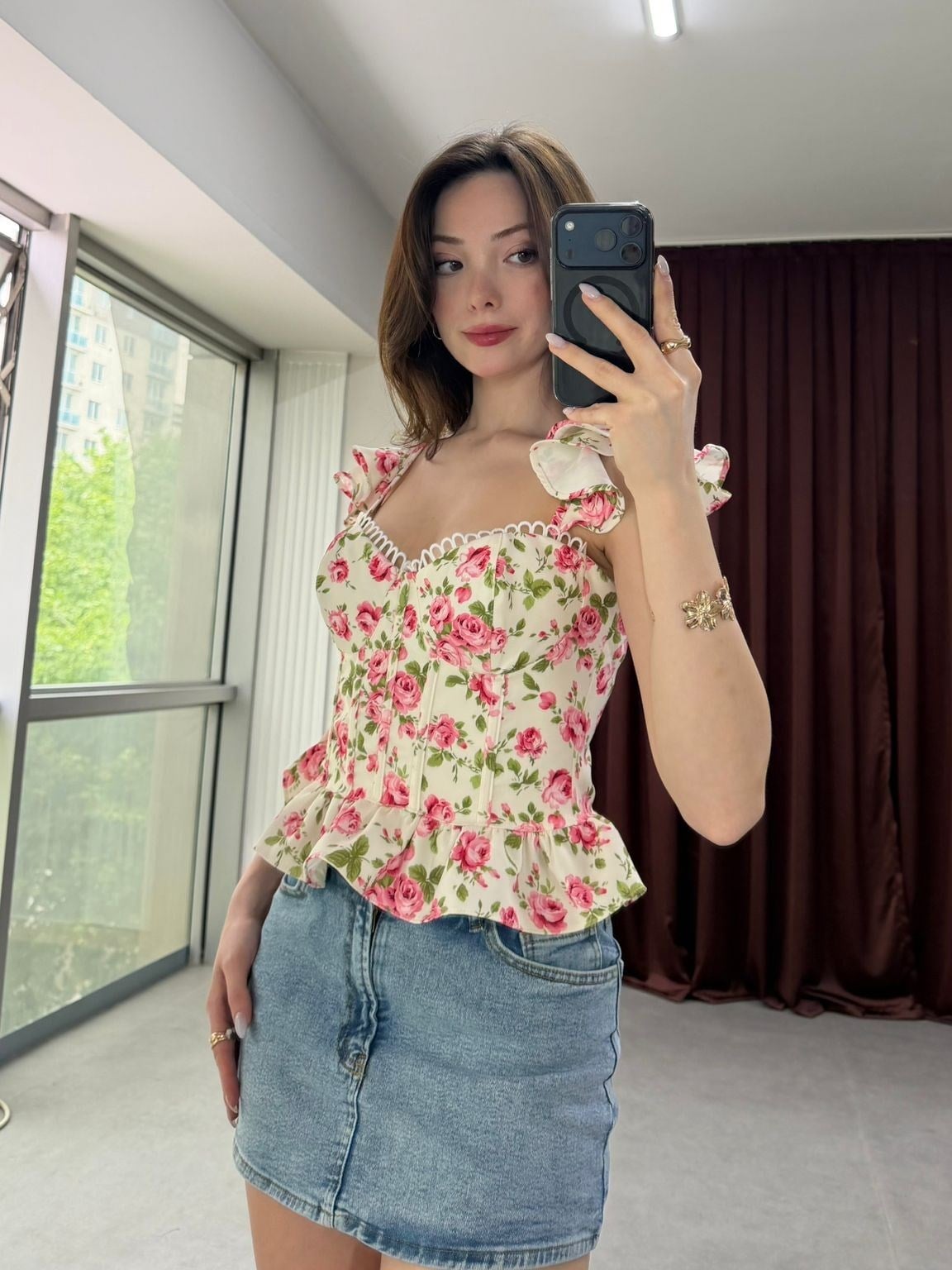 Pinterest Stil Çiçekli Crop NVM-20477