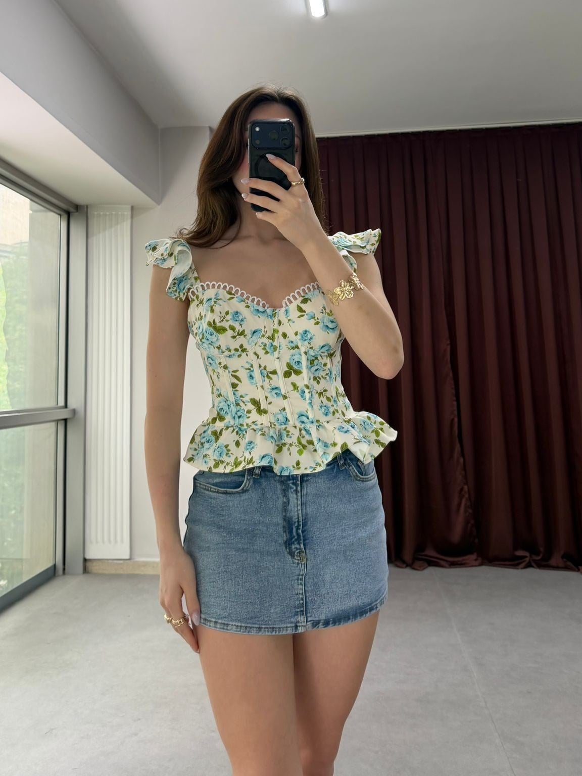 Pinterest Stil Çiçekli Crop NVM-20477