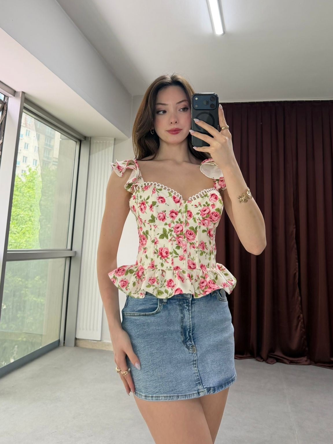 Pinterest Stil Çiçekli Crop NVM-20477