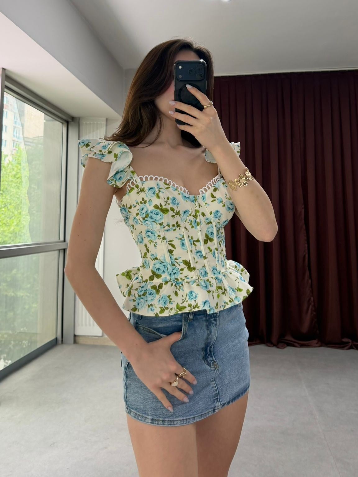 Pinterest Stil Çiçekli Crop NVM-20477