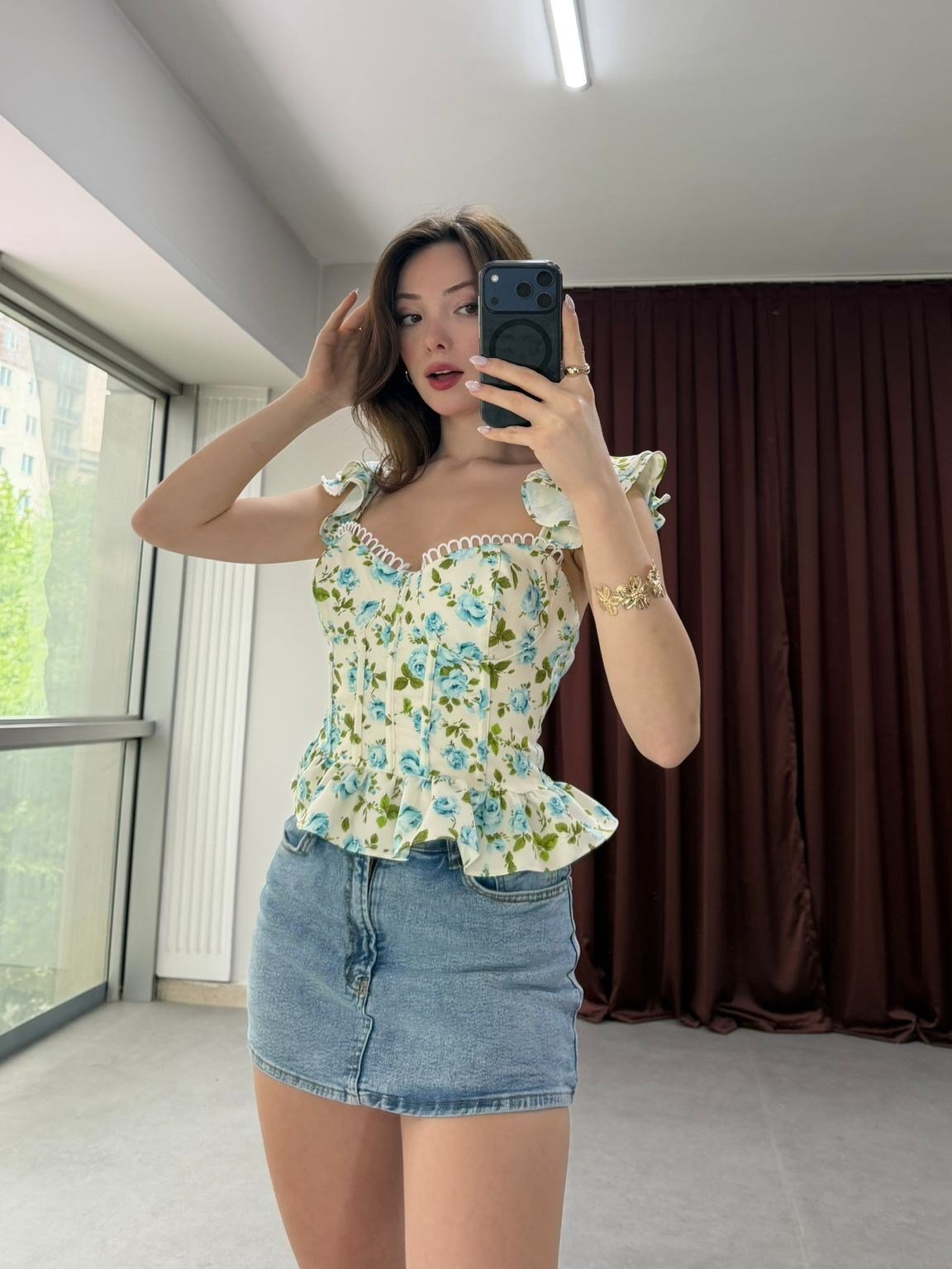 Pinterest Stil Çiçekli Crop NVM-20477