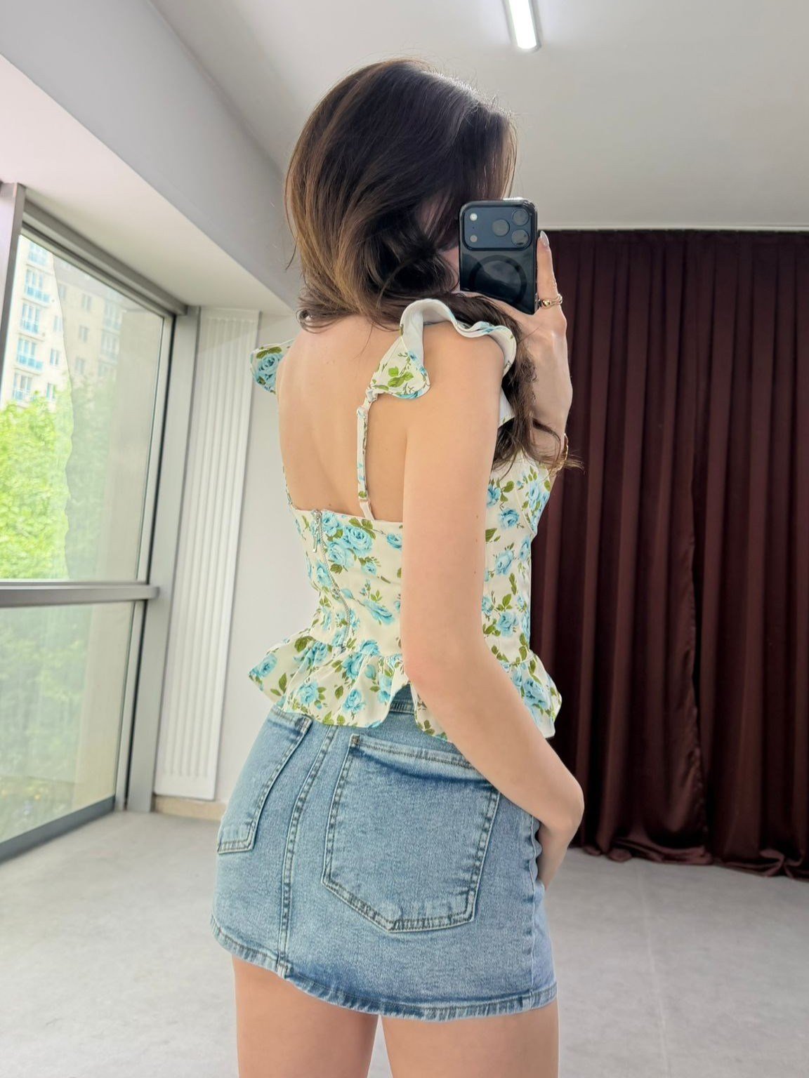 Pinterest Stil Çiçekli Crop NVM-20477