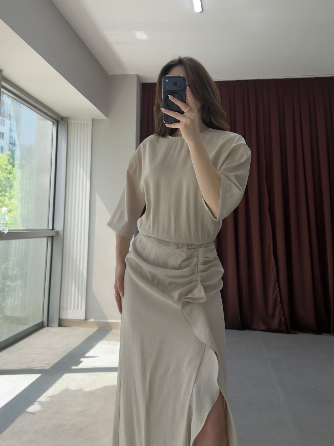 Soft Pink Volanlı Yaz Davet Elbisesi NVM-8443