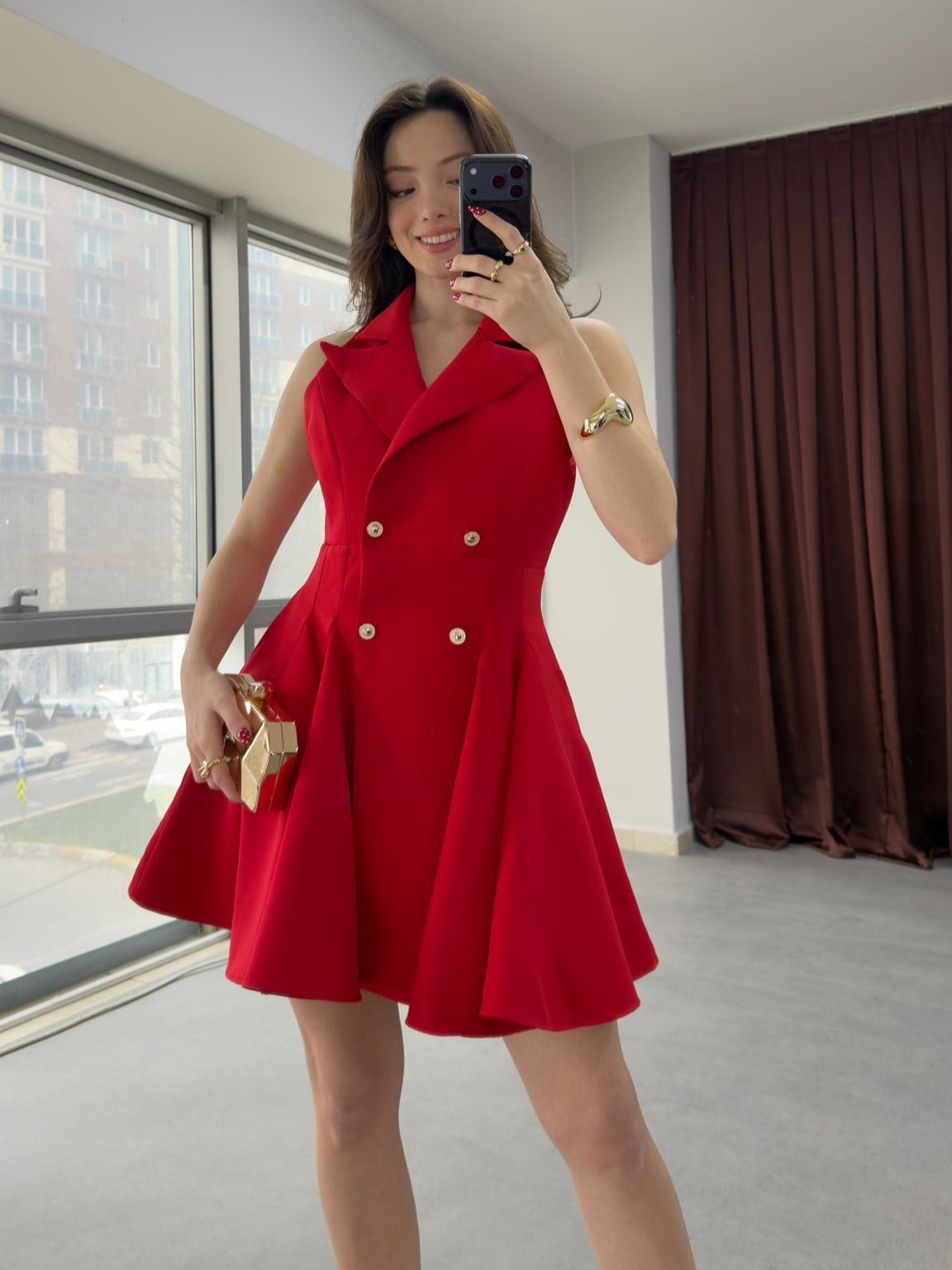 Viral Blazer Yaka Kloş Mini Elbise NVM-20288