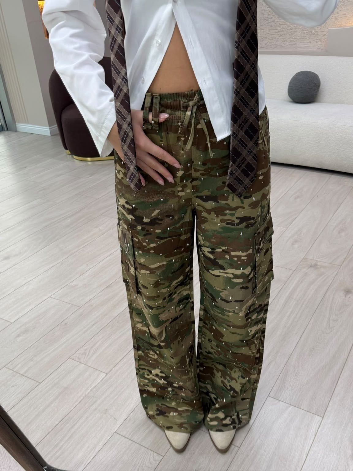 Viral Taş Detaylı Kamuflaj Kargo Pantolon NVM-1429