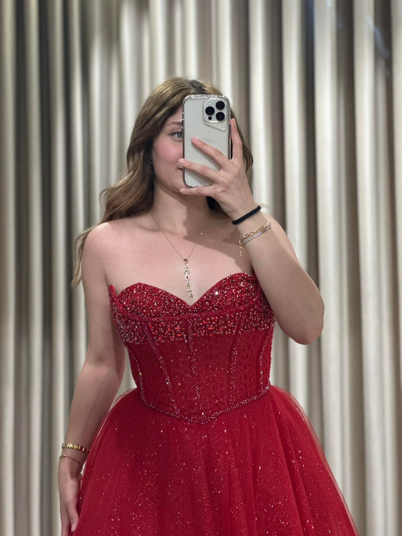 Kırmızı Çift Yaka Prenses Model Nişanlık-Abiye Abiye Elbise | Kaleiçi Yıldızlar