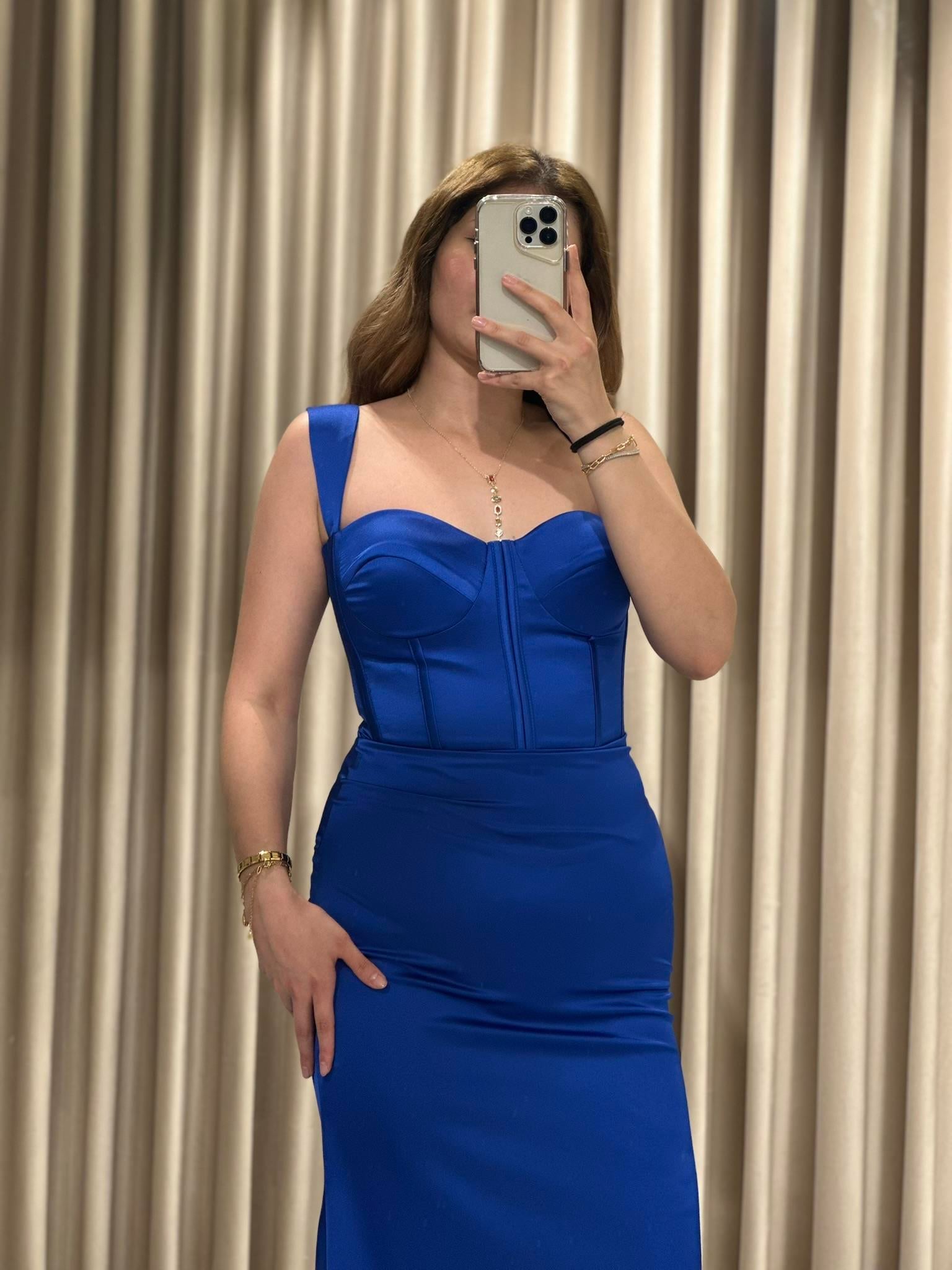 Saks Korsajlı Abiye Elbise | Kaleiçi Yıldızlar