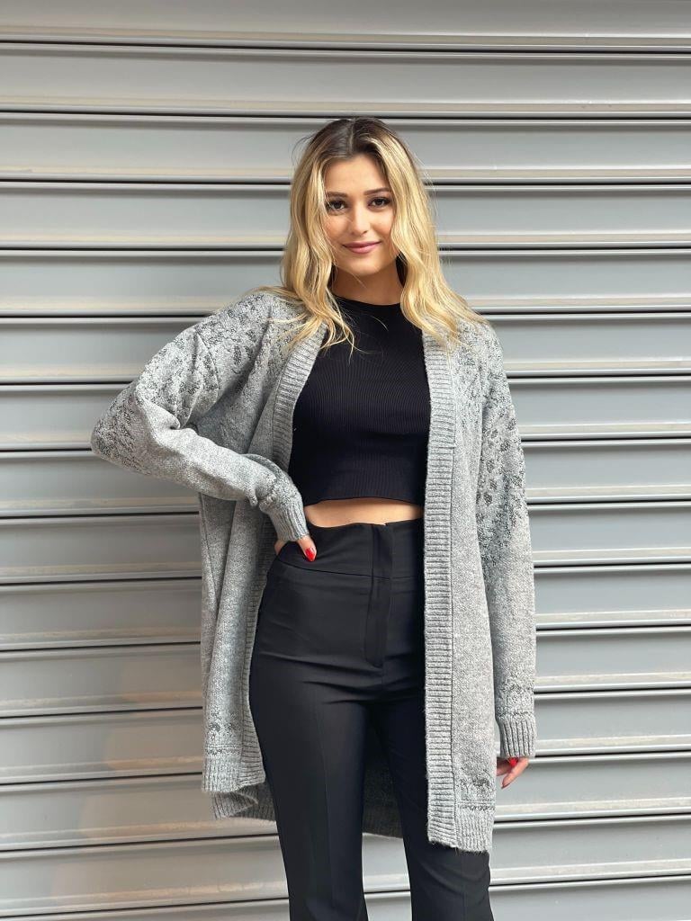 Simbaskılı Uzun Kollu 85cm Hırka Kseh04 04