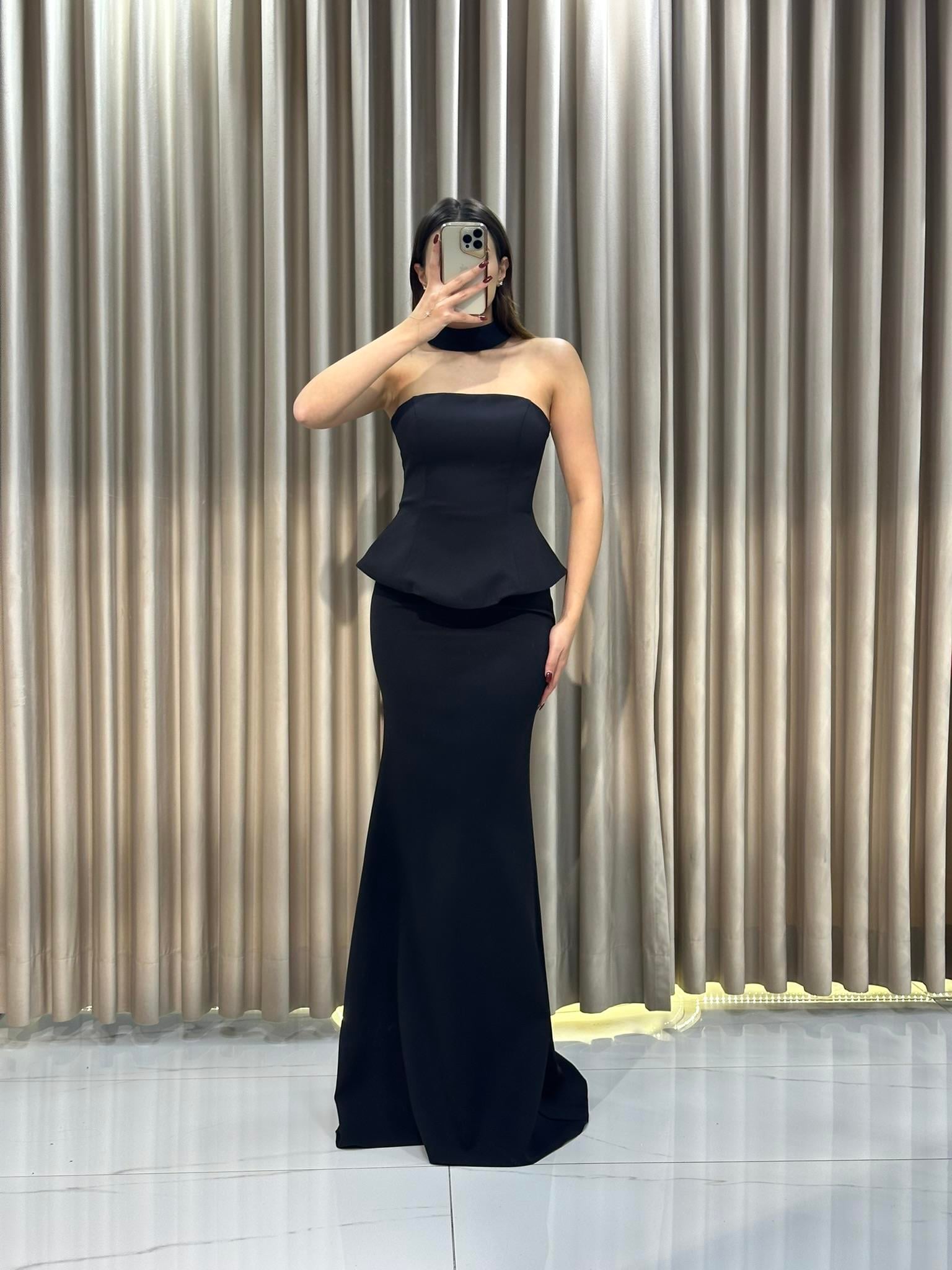 Siyah Staplez Balık Model Abiye Elbise | Kaleiçi Yıldızlar