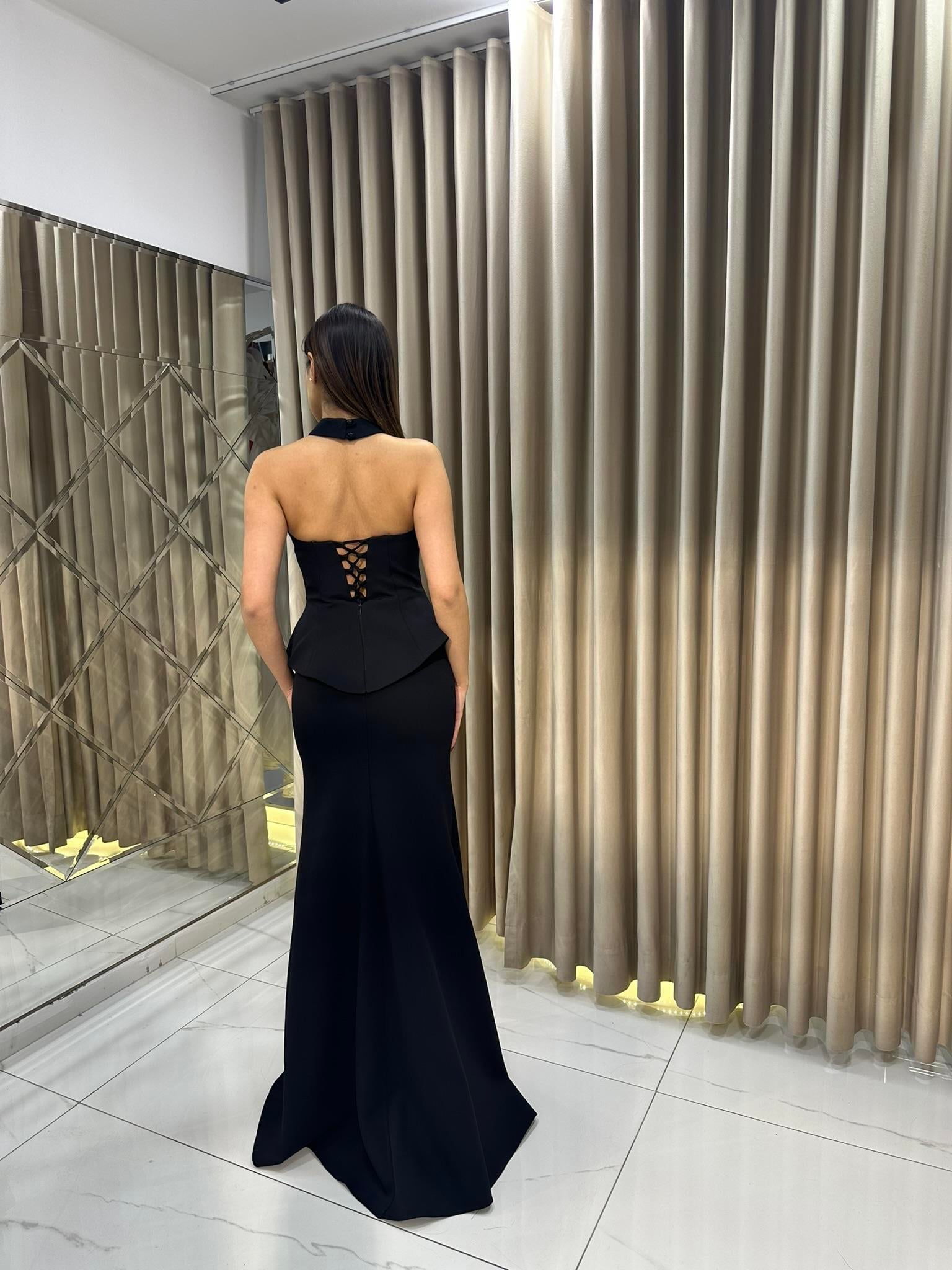 Siyah Straplez Balık Model Abiye Elbise | Kaleiçi Yıldızlar