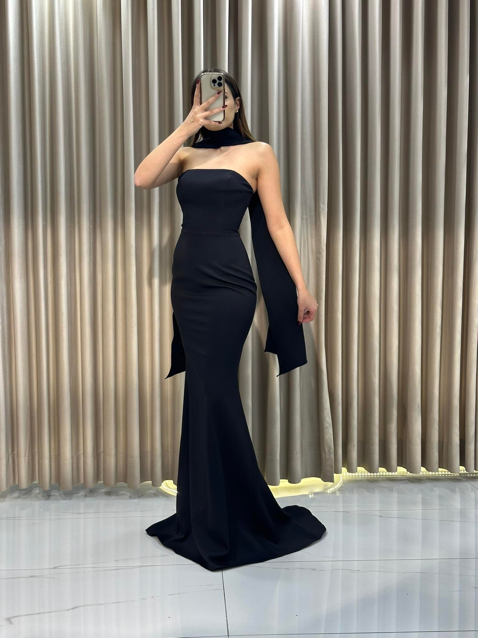 Siyah Straplez Balık Model Abiye Elbise | Kaleiçi Yıldızlar